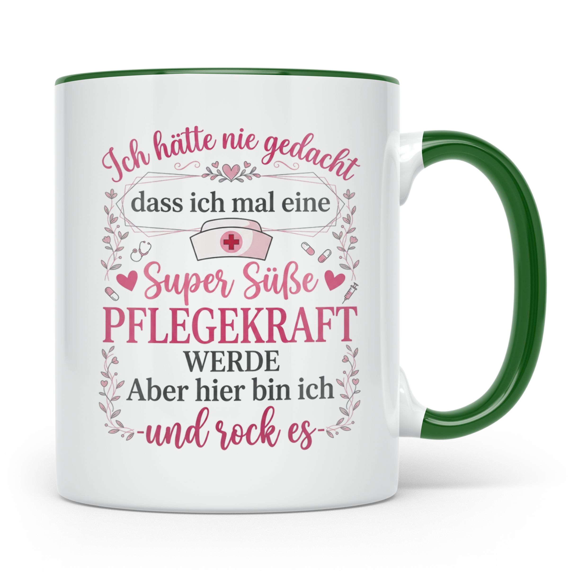 Pflegekraft Tasse mit Spruch Super Süße Pflegekraft, Geschen – Grün [farbe:grün]