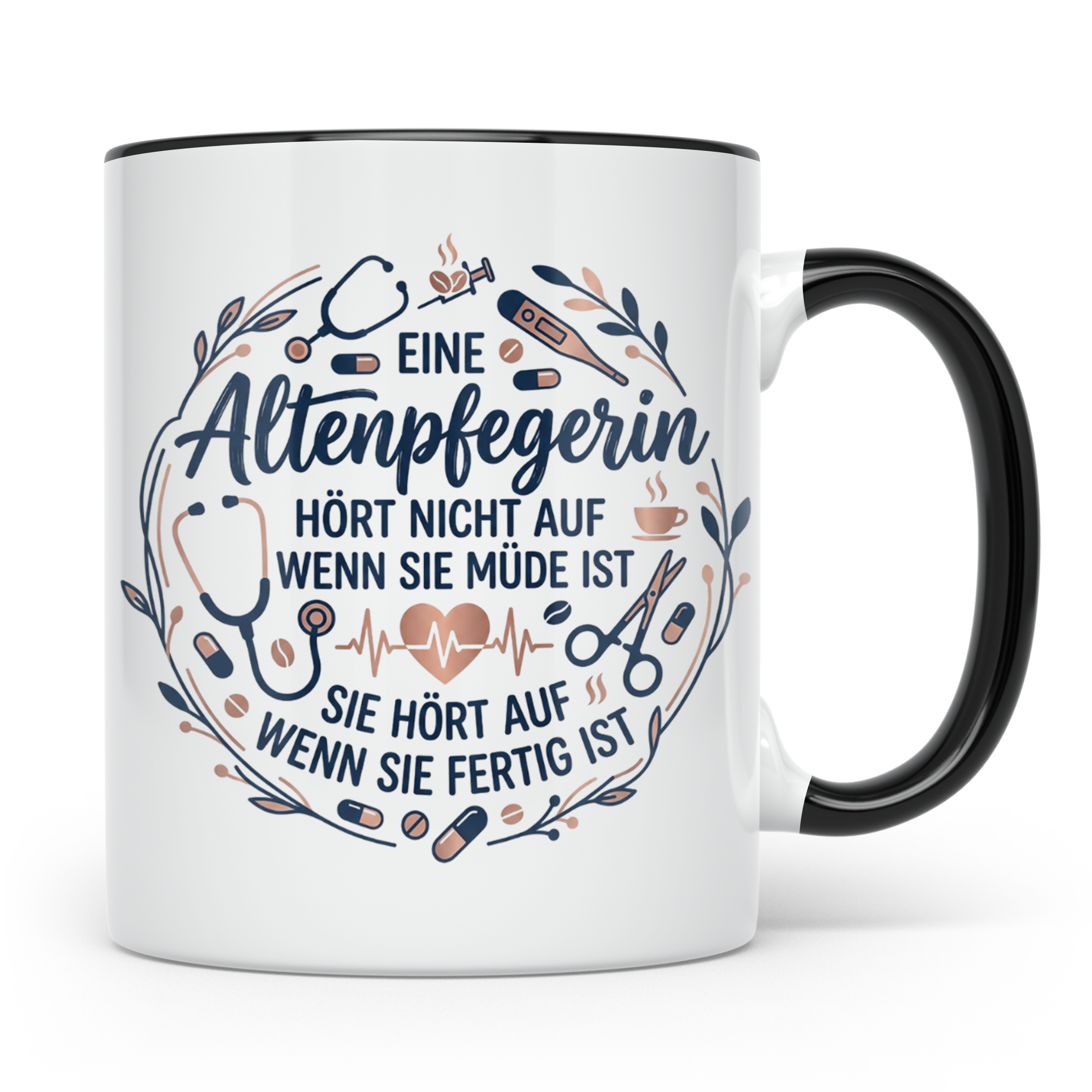 Altenpflegerin Tasse mit Spruch | Geschenk für Pflegefachkra – Schwarz [farbe:schwarz]