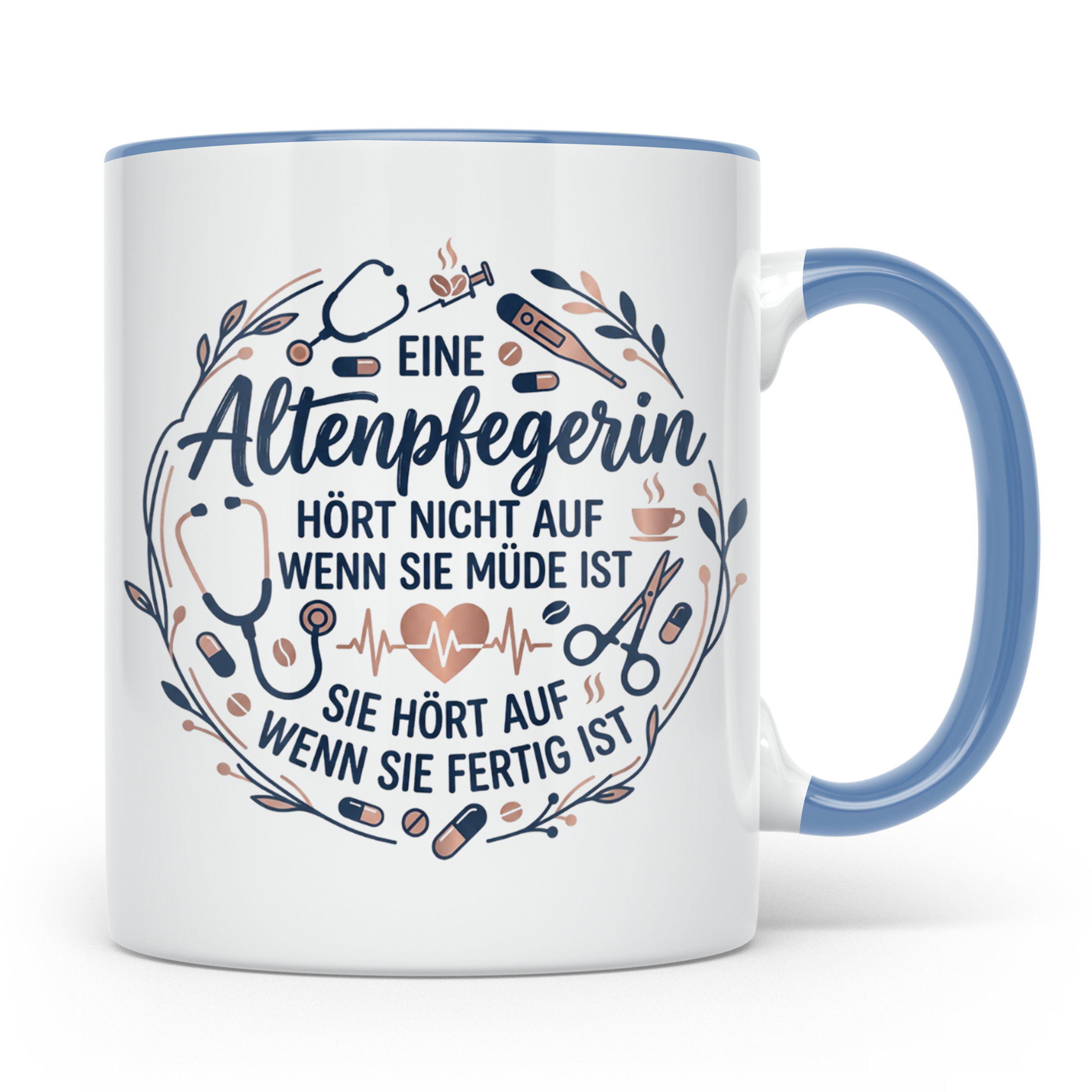 Altenpflegerin Tasse mit Spruch | Geschenk für Pflegefachkra – Blau [farbe:blau]