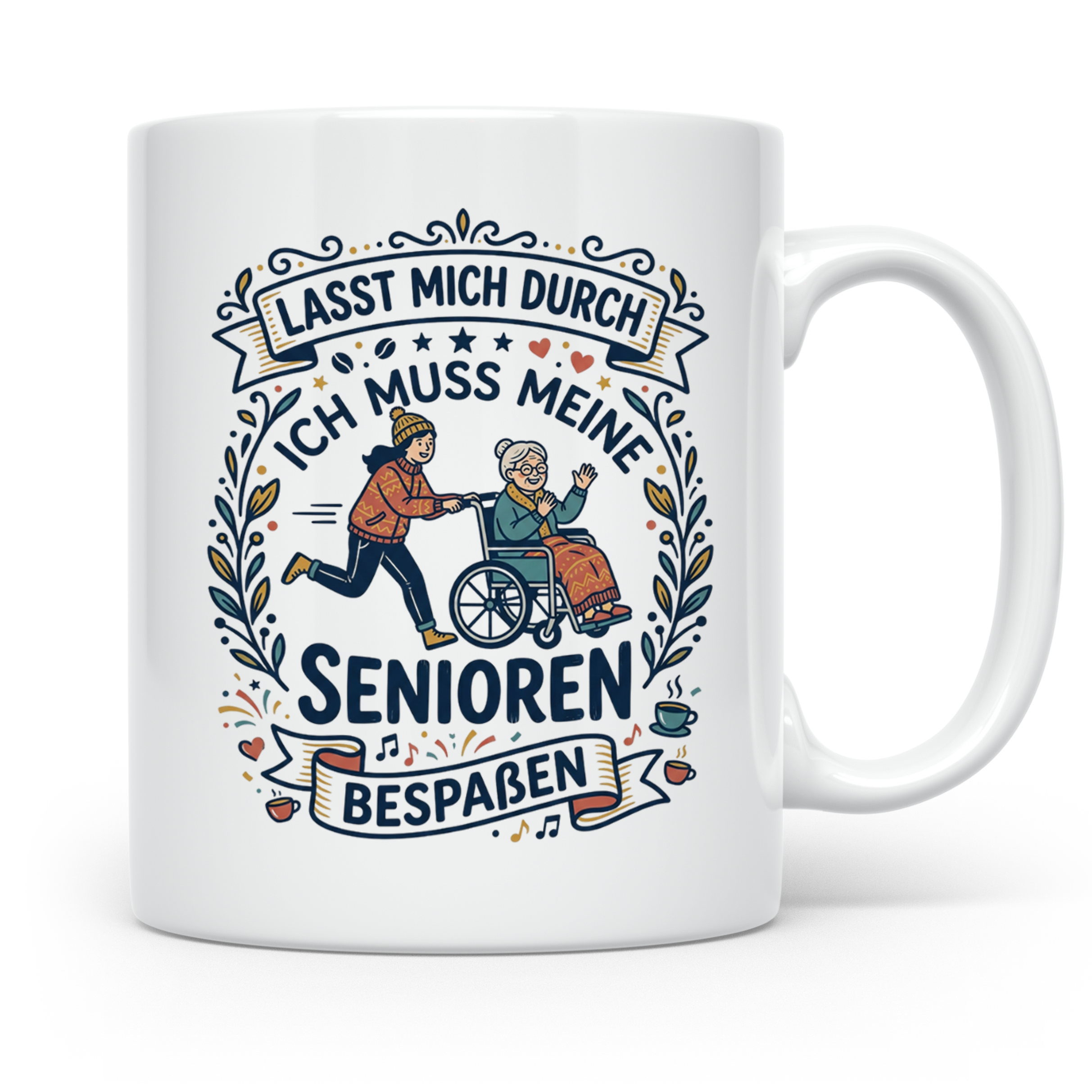 Pflegekraft Tasse Senioren bespaßen, Geschenk für Altenpfleg – Weiß [farbe:weiß]