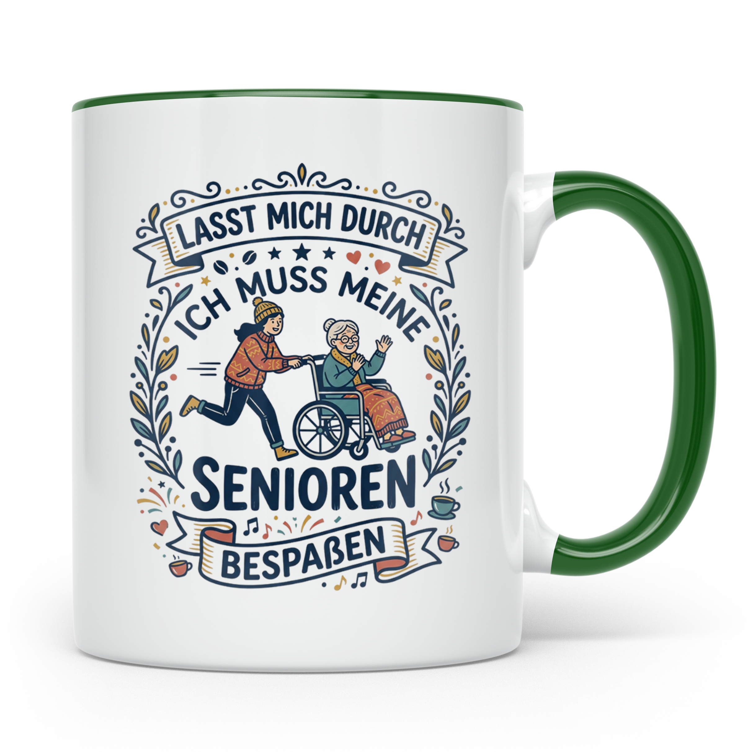 Pflegekraft Tasse Senioren bespaßen, Geschenk für Altenpfleg – Grün [farbe:grün]