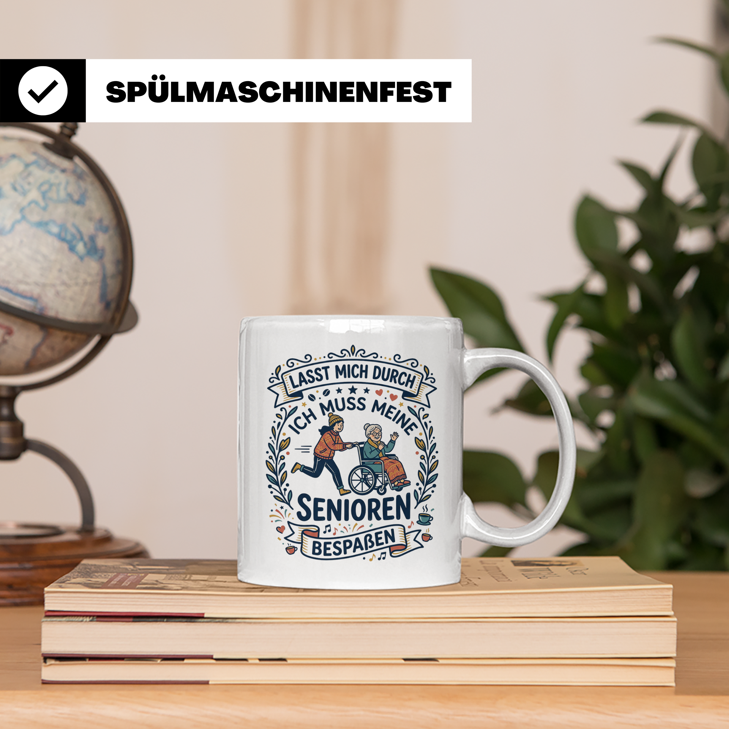 Pflegekraft Tasse Senioren bespaßen, Geschenk für Altenpfleg – Weiß [farbe:weiß]