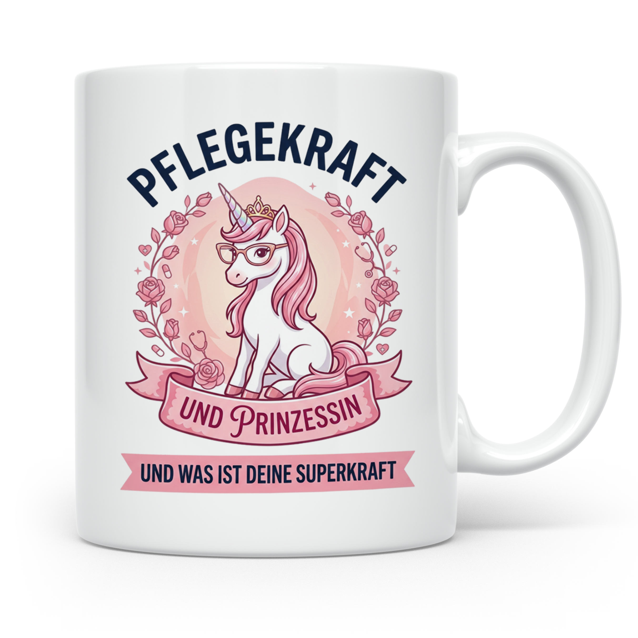 Pflegekraft Tasse Einhorn Prinzessin Spruch | Geschenk für K – Weiß [farbe:weiß]
