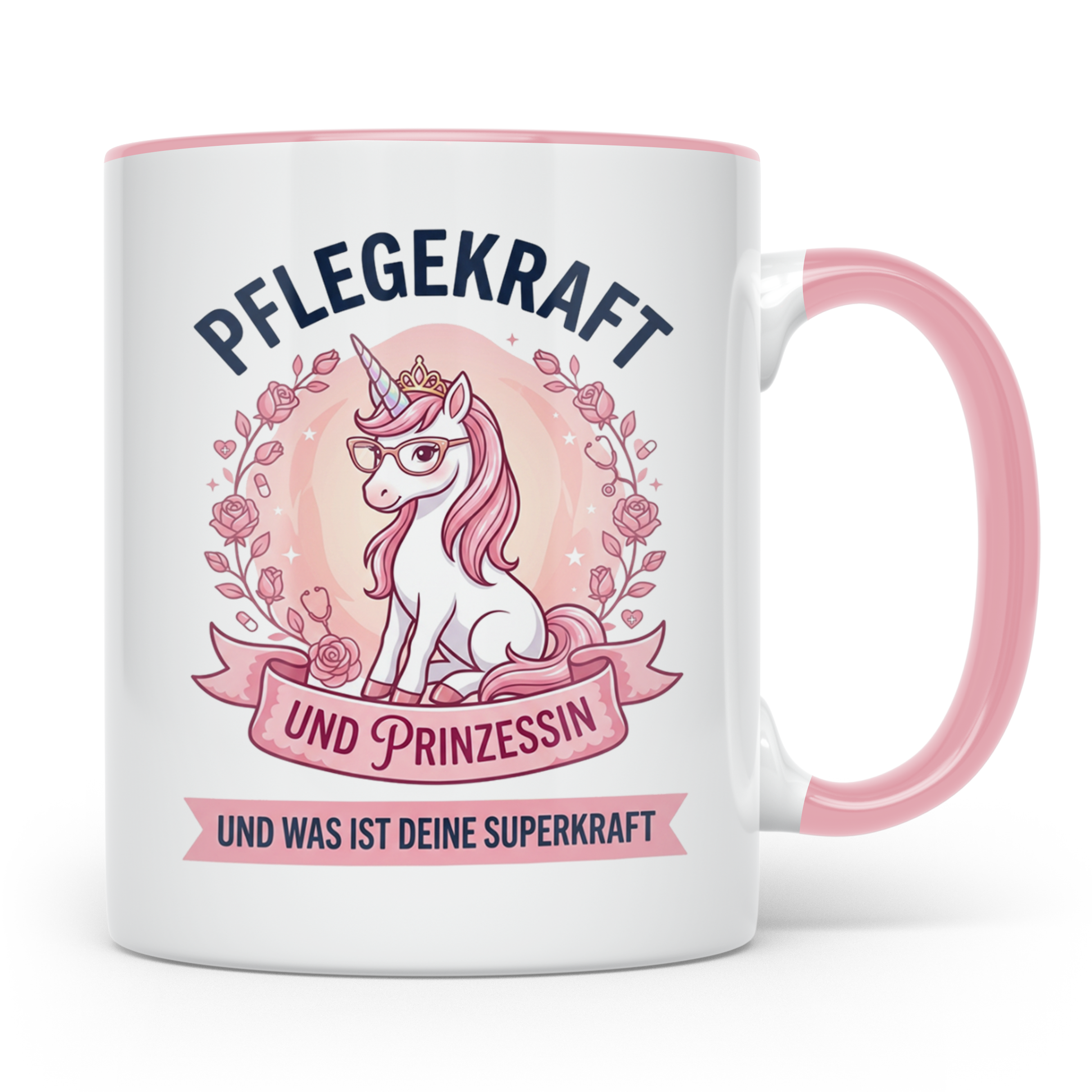 Pflegekraft Tasse Einhorn Prinzessin Spruch | Geschenk für K – Rosa [farbe:rosa]