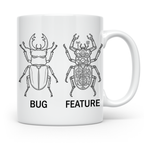 Programmierer Tasse Bug Feature, lustiger Spruch für Entwick – Weiß [farbe:weiß]
