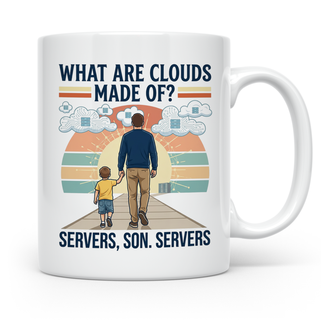 Programmierer Tasse 'What are clouds made of?' für IT Papa,  – Weiß [farbe:weiß]