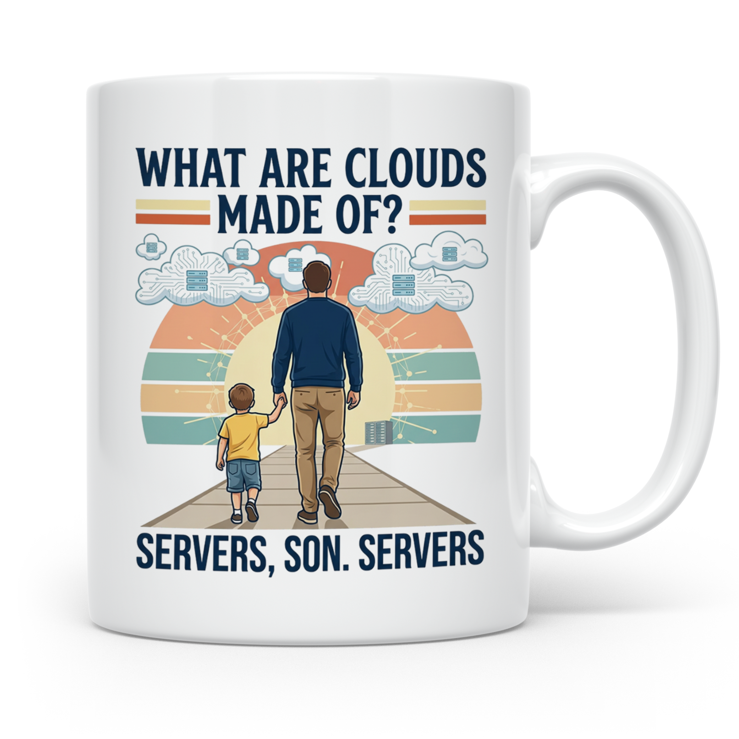 Programmierer Tasse 'What are clouds made of?' für IT Papa,  – Weiß [farbe:weiß]