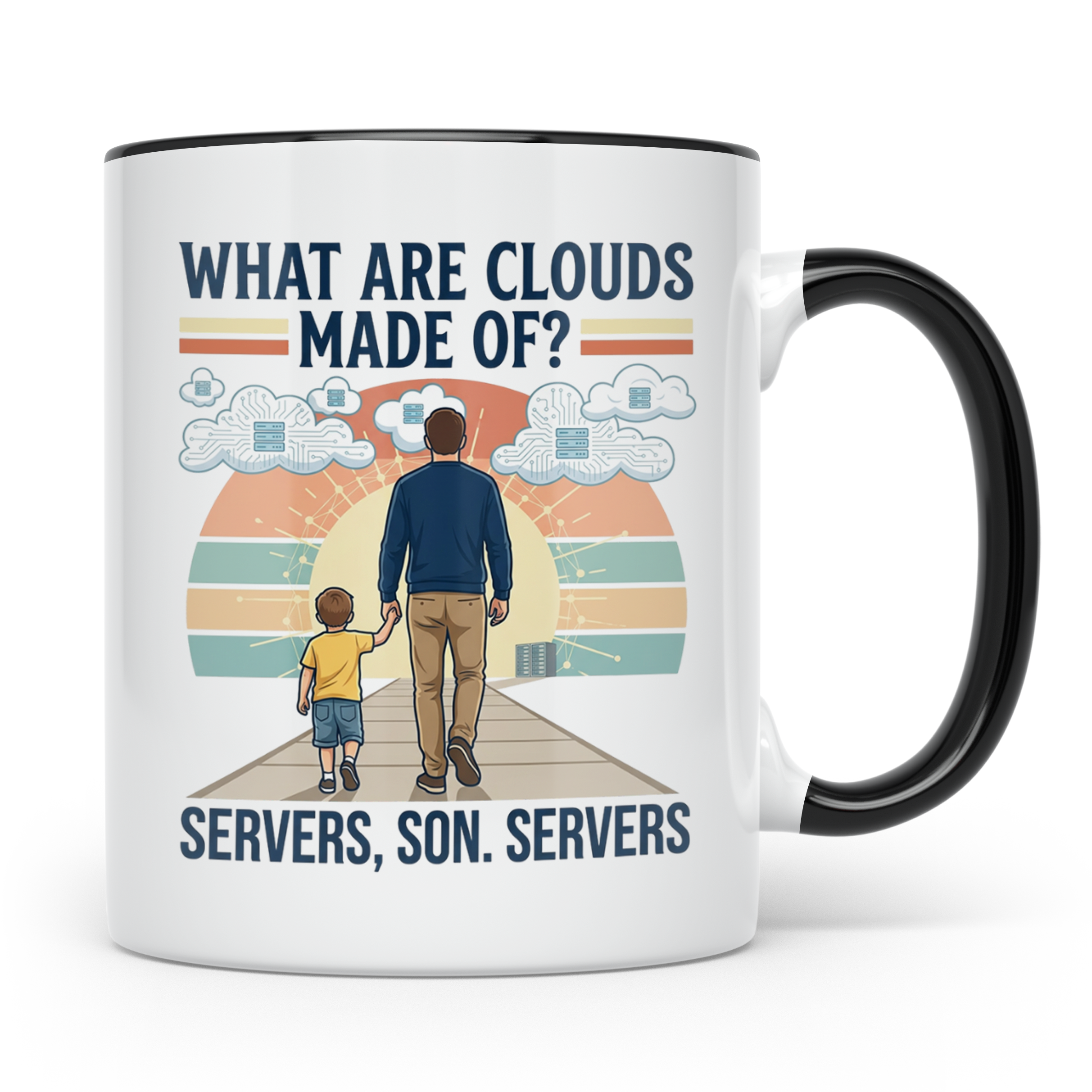 Programmierer Tasse 'What are clouds made of?' für IT Papa,  – Schwarz [farbe:schwarz]
