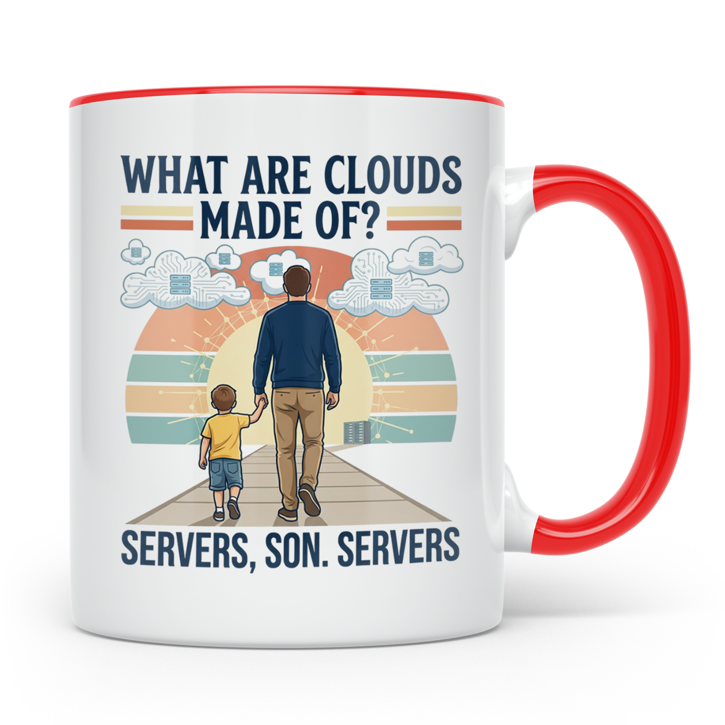 Programmierer Tasse 'What are clouds made of?' für IT Papa,  – Rot [farbe:rot]