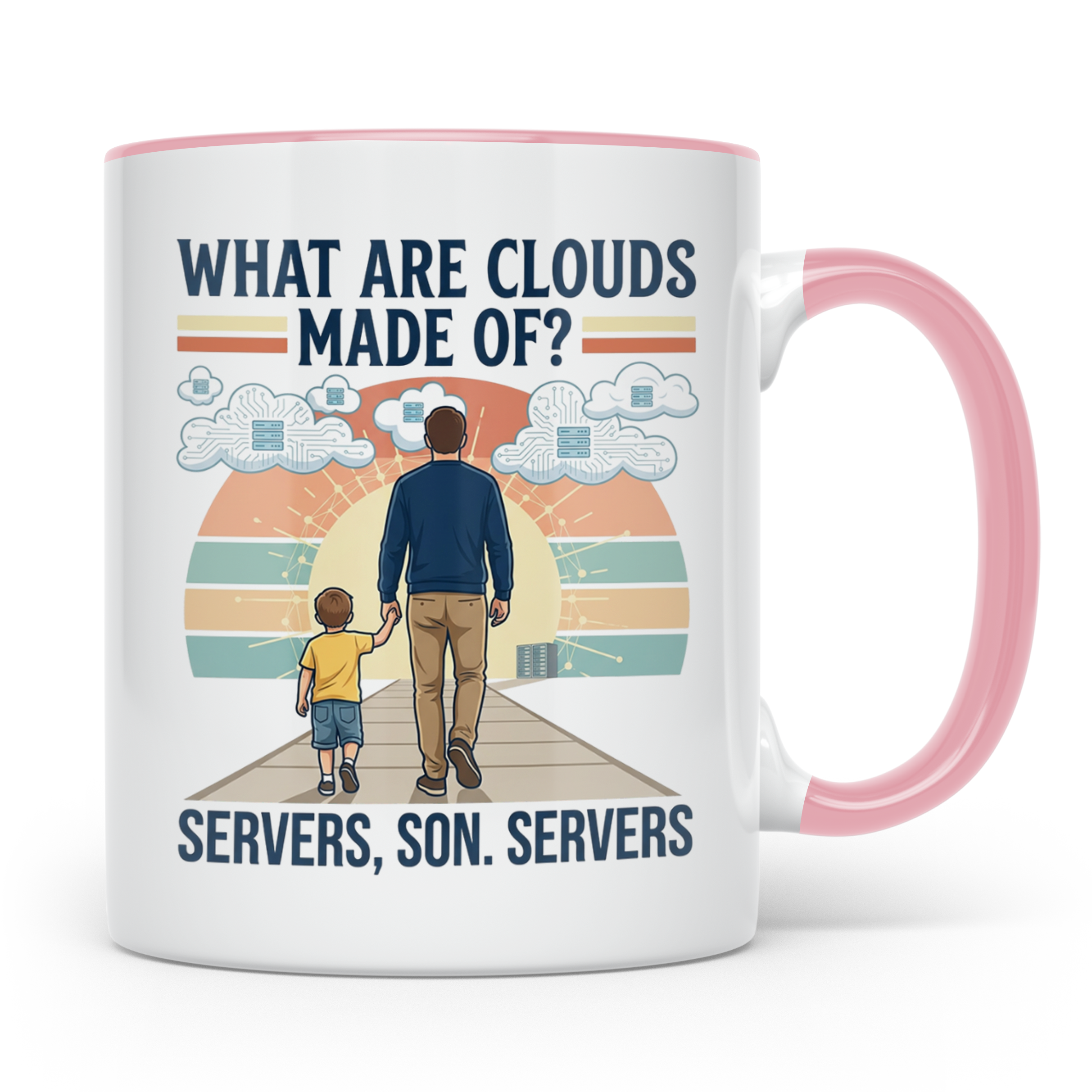 Programmierer Tasse 'What are clouds made of?' für IT Papa,  – Rosa [farbe:rosa]
