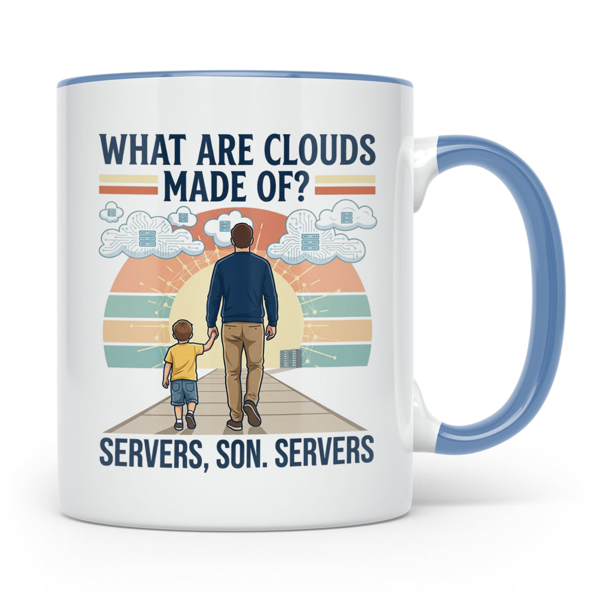 Programmierer Tasse 'What are clouds made of?' für IT Papa,  – Blau [farbe:blau]