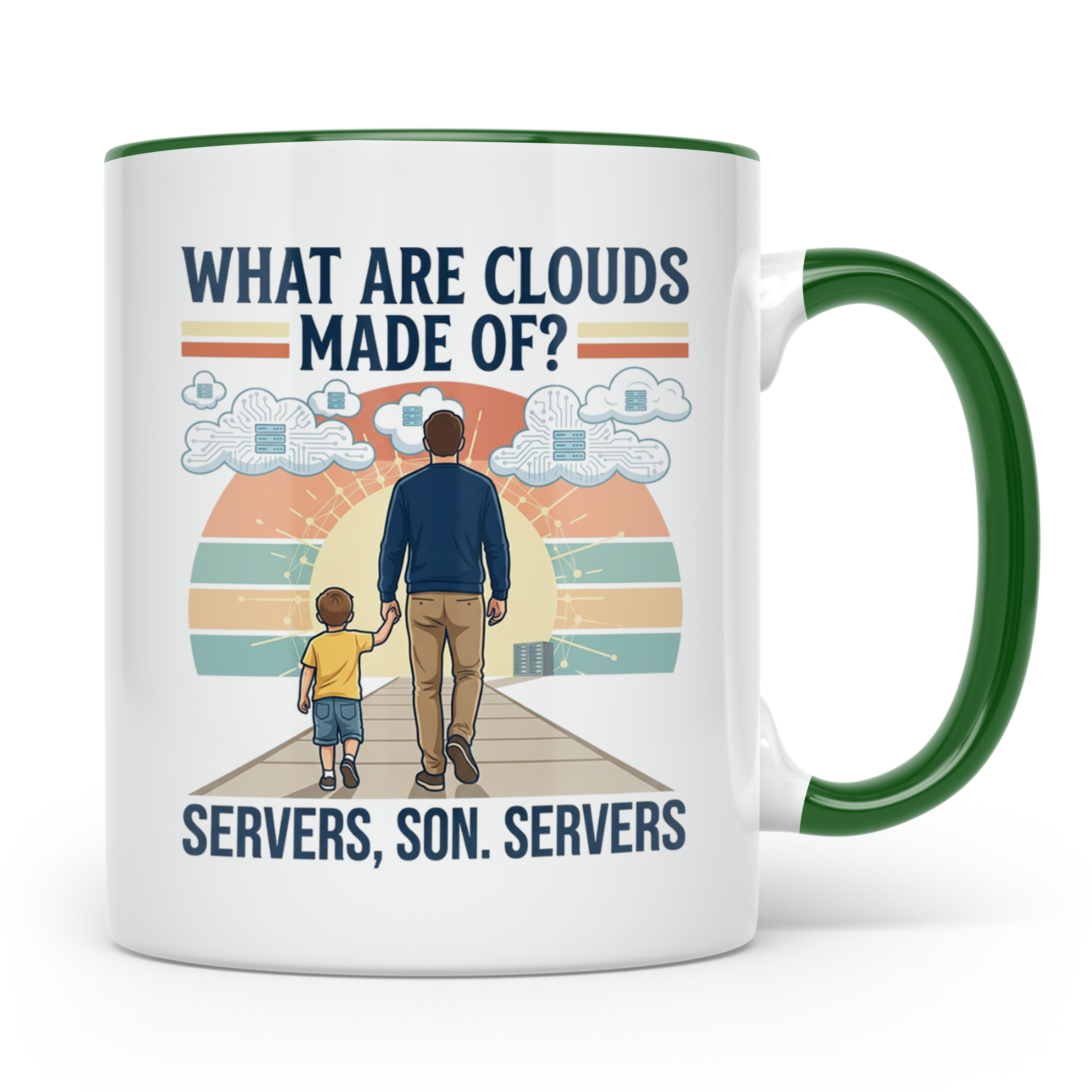 Programmierer Tasse 'What are clouds made of?' für IT Papa,  – Grün [farbe:grün]