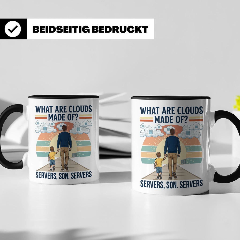 Programmierer Tasse 'What are clouds made of?' für IT Papa,  – Schwarz [farbe:schwarz]