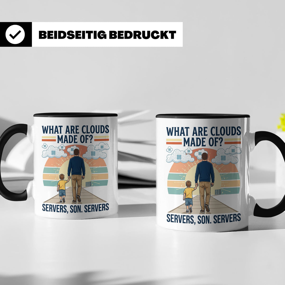 Programmierer Tasse 'What are clouds made of?' für IT Papa,  – Schwarz [farbe:schwarz]