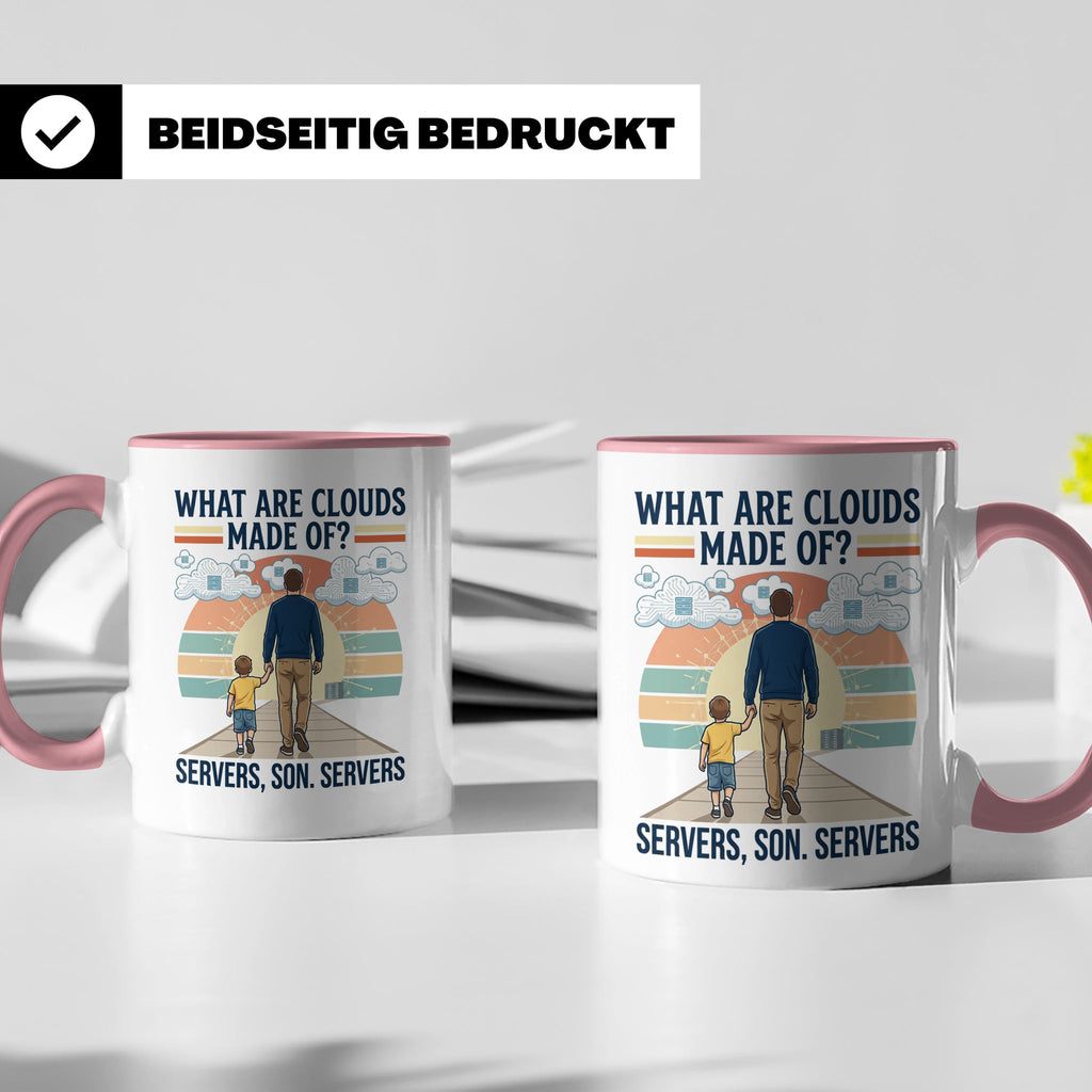 Programmierer Tasse 'What are clouds made of?' für IT Papa,  – Rosa [farbe:rosa]