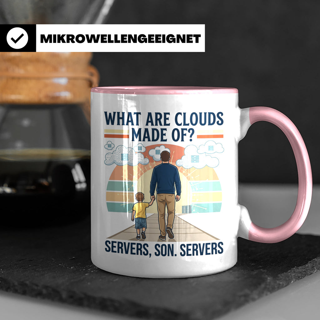 Programmierer Tasse 'What are clouds made of?' für IT Papa,  – Rosa [farbe:rosa]