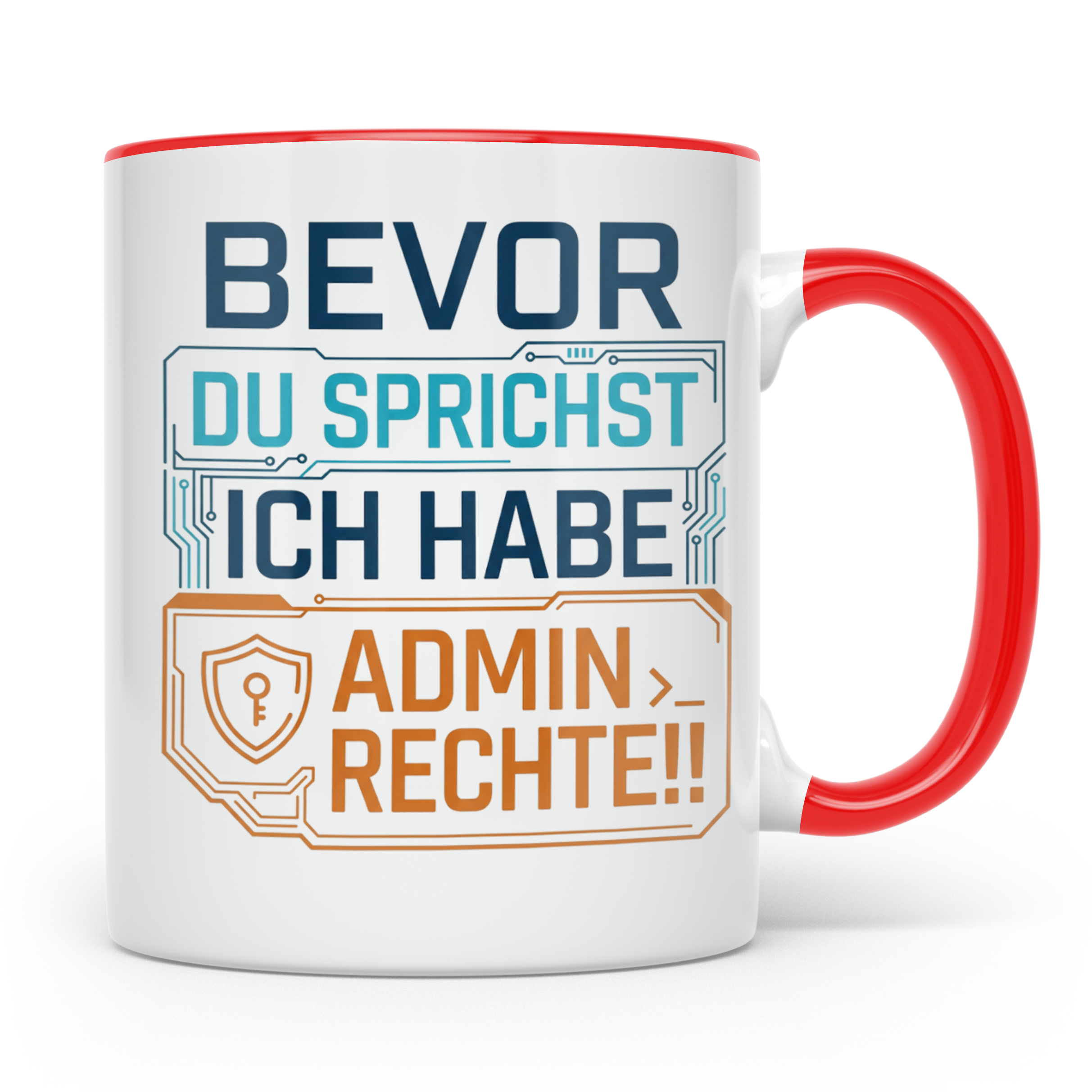 Admin Rechte Tasse mit lustigem Spruch für ITler, Programmie – Rot [farbe:rot]