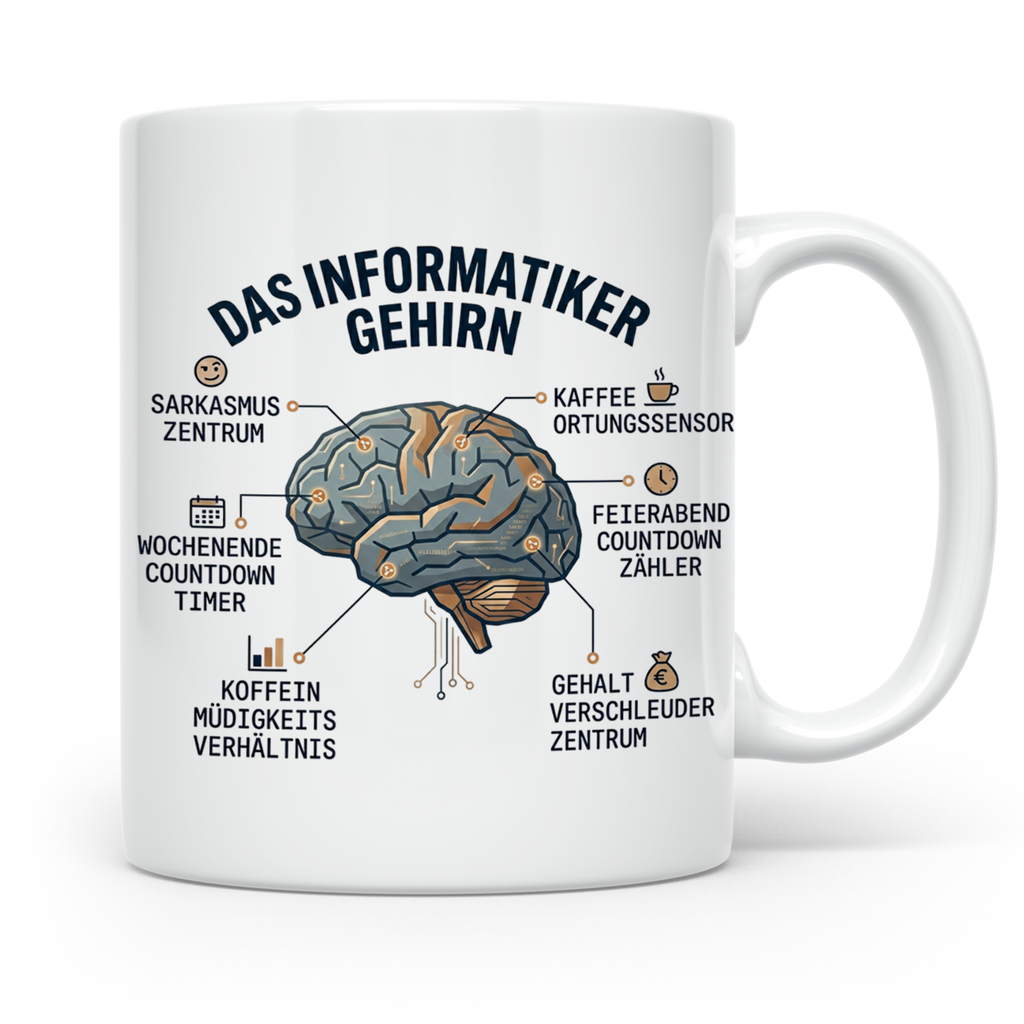 Informatiker Tasse 'Das Informatiker Gehirn' lustiger Kaffee – Weiß [farbe:weiß]