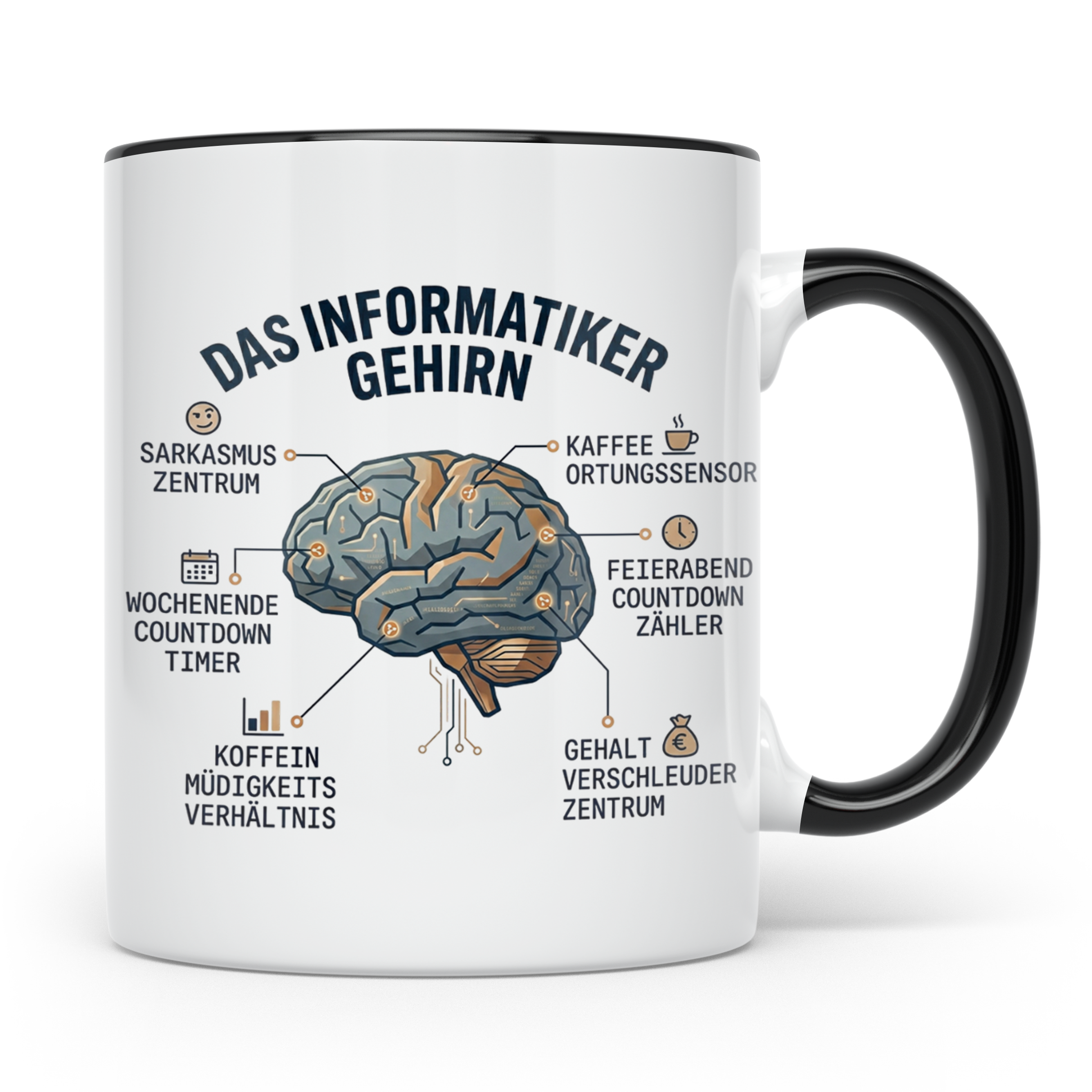 Informatiker Tasse 'Das Informatiker Gehirn' lustiger Kaffee – Schwarz [farbe:schwarz]