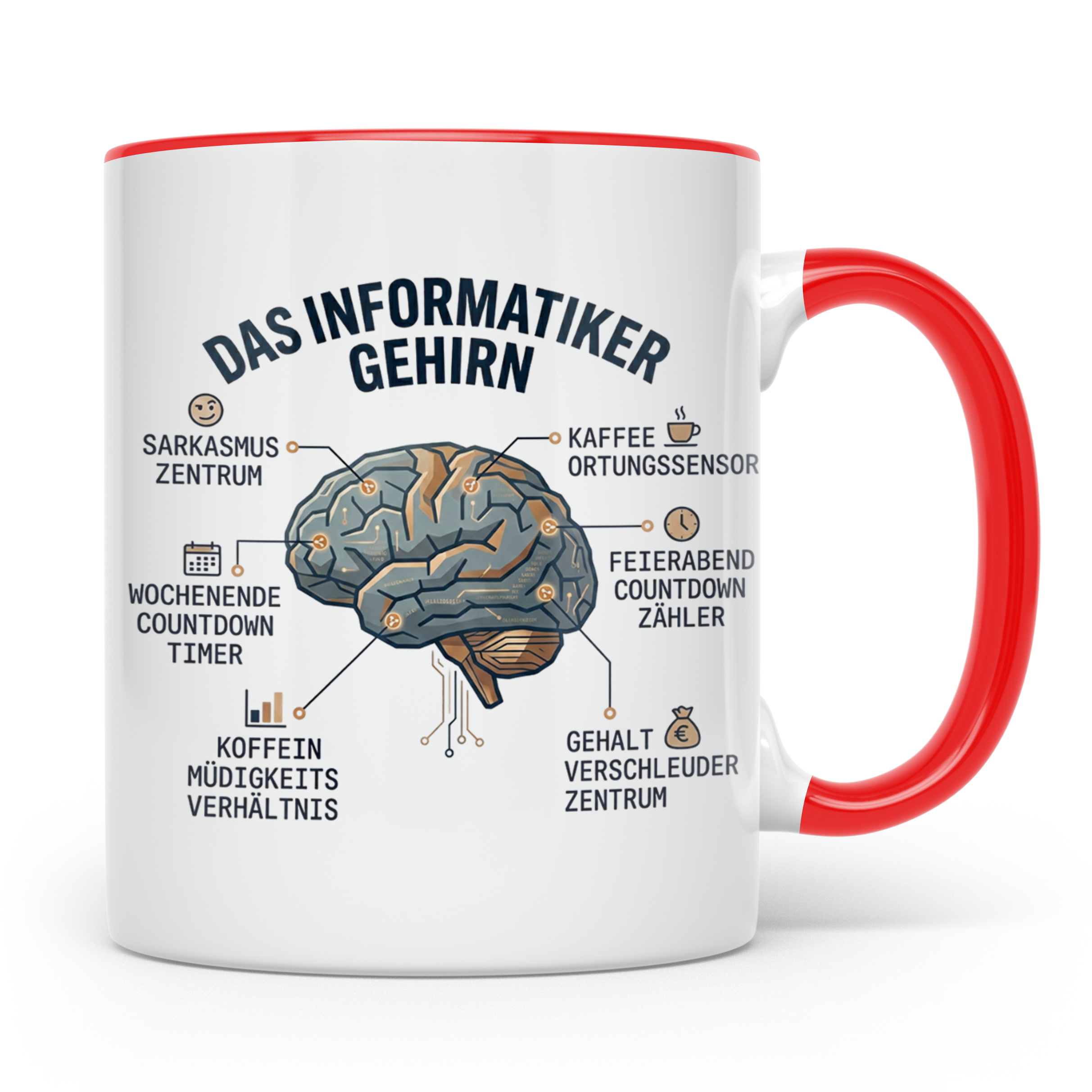 Informatiker Tasse 'Das Informatiker Gehirn' lustiger Kaffee – Rot [farbe:rot]