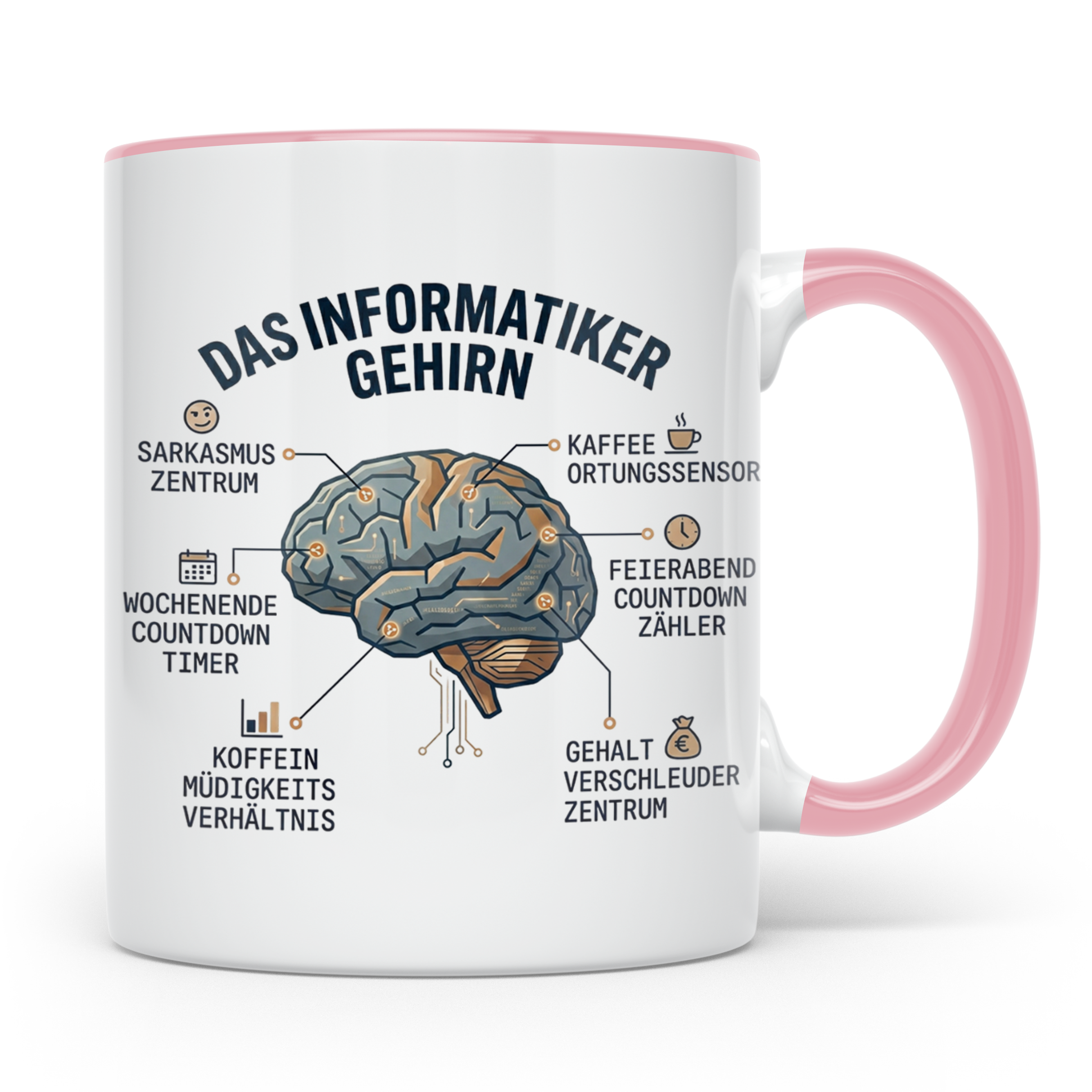Informatiker Tasse 'Das Informatiker Gehirn' lustiger Kaffee – Rosa [farbe:rosa]