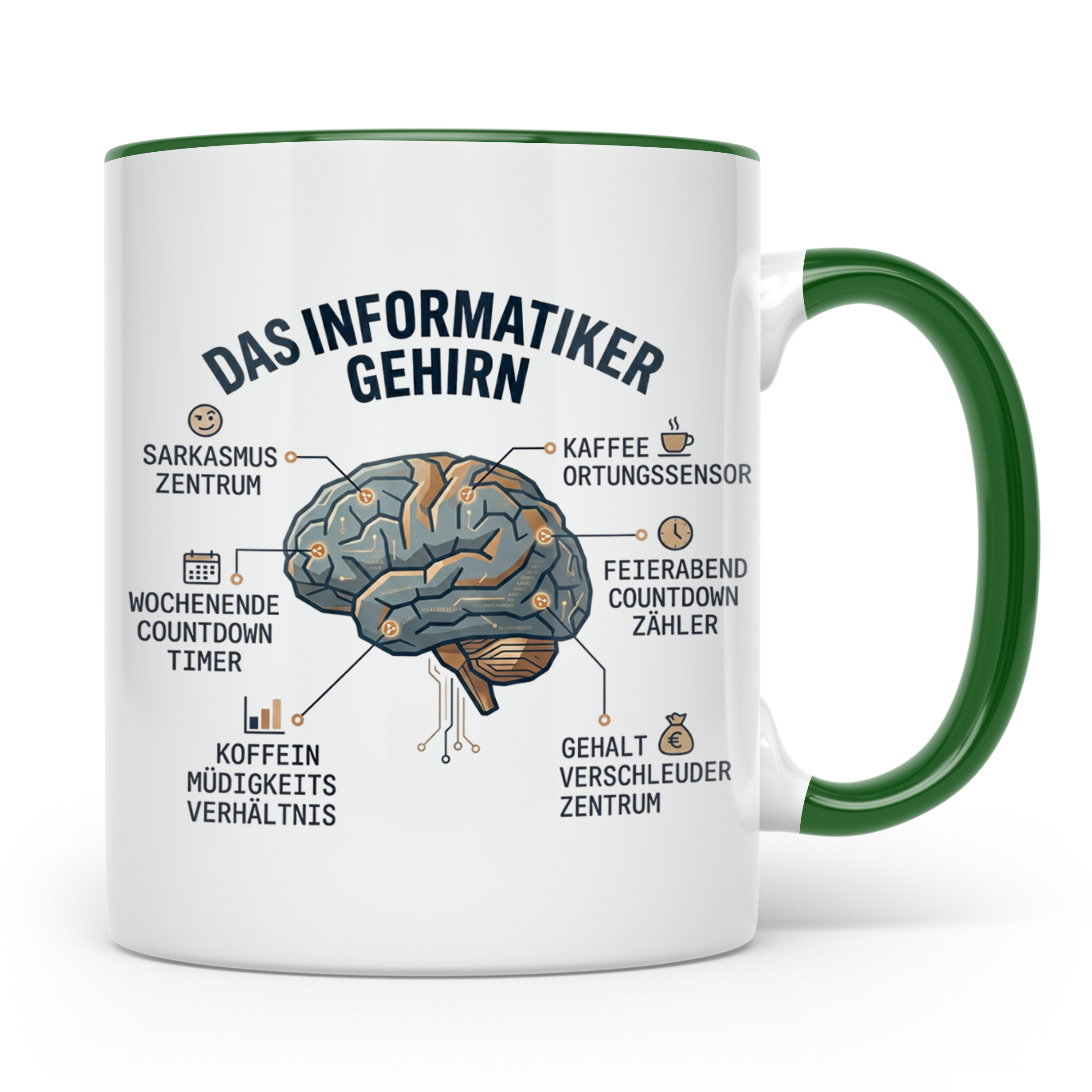 Informatiker Tasse 'Das Informatiker Gehirn' lustiger Kaffee – Grün [farbe:grün]