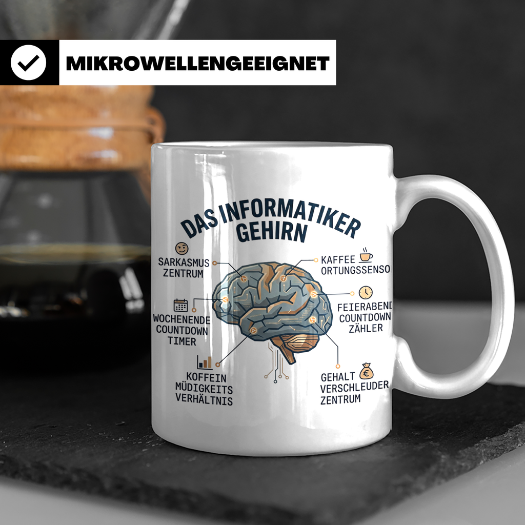 Informatiker Tasse 'Das Informatiker Gehirn' lustiger Kaffee – Weiß [farbe:weiß]