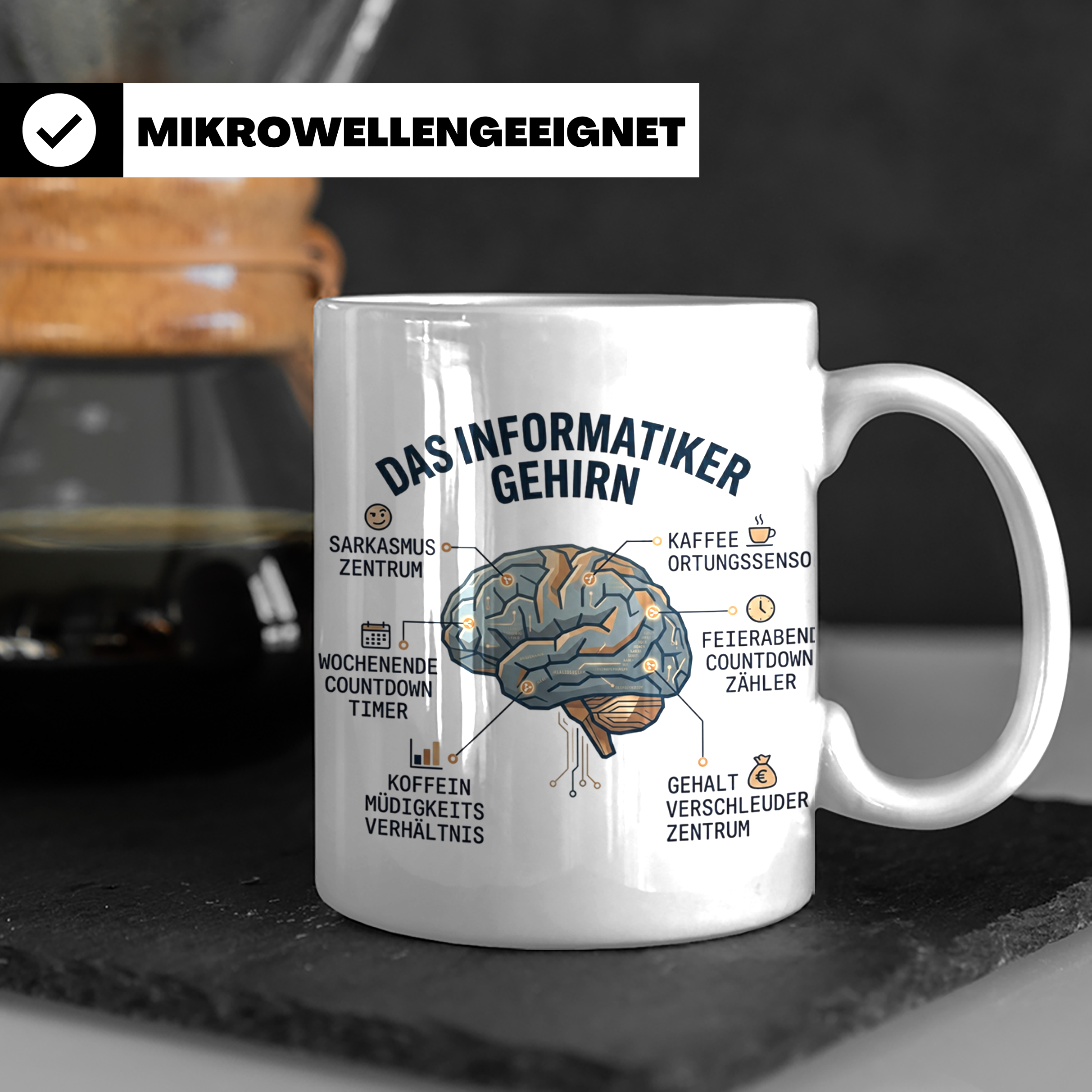 Informatiker Tasse 'Das Informatiker Gehirn' lustiger Kaffee – Weiß [farbe:weiß]