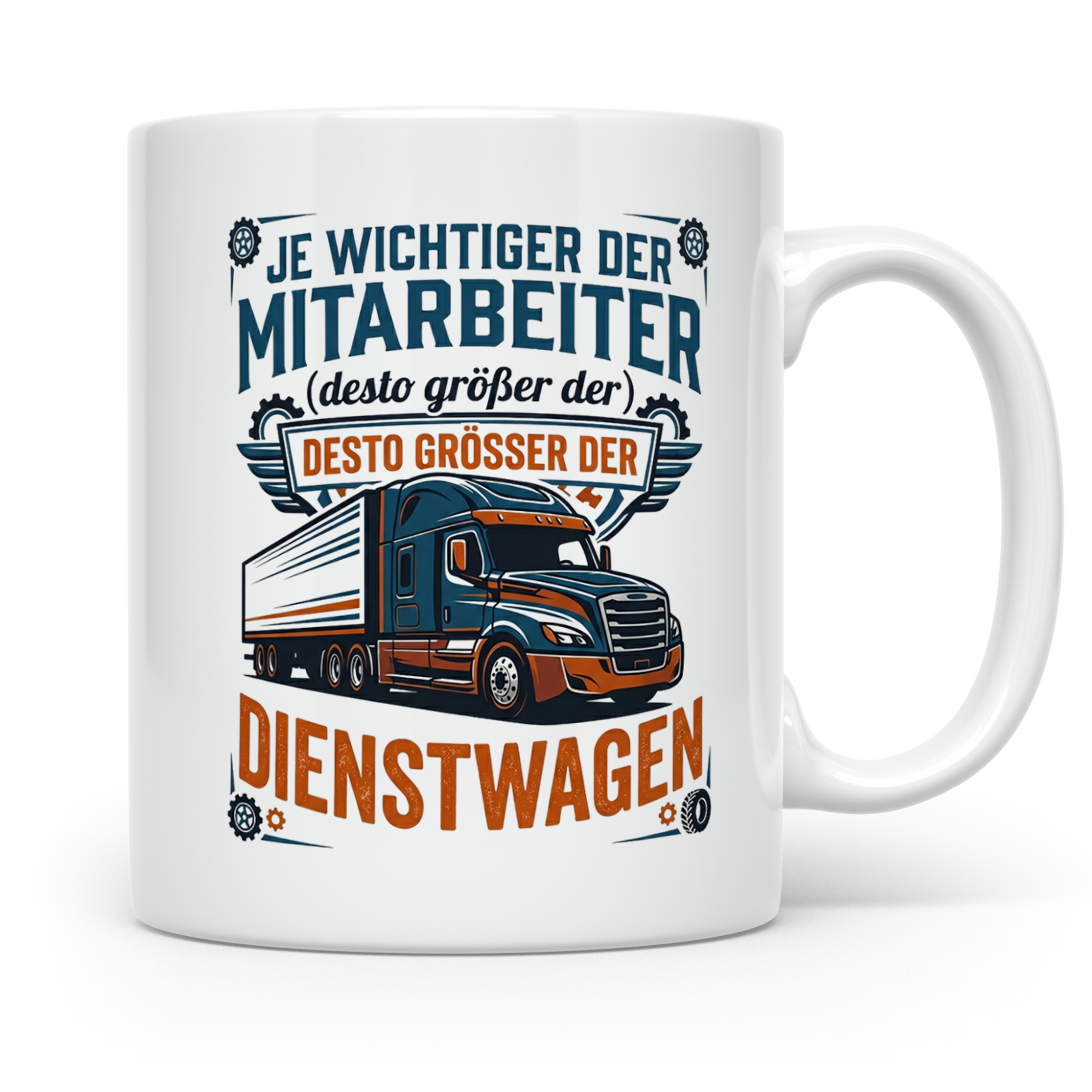 LKW Fahrer Tasse Wichtiger Mitarbeiter Großer Dienstwagen, L – Weiß [farbe:weiß]