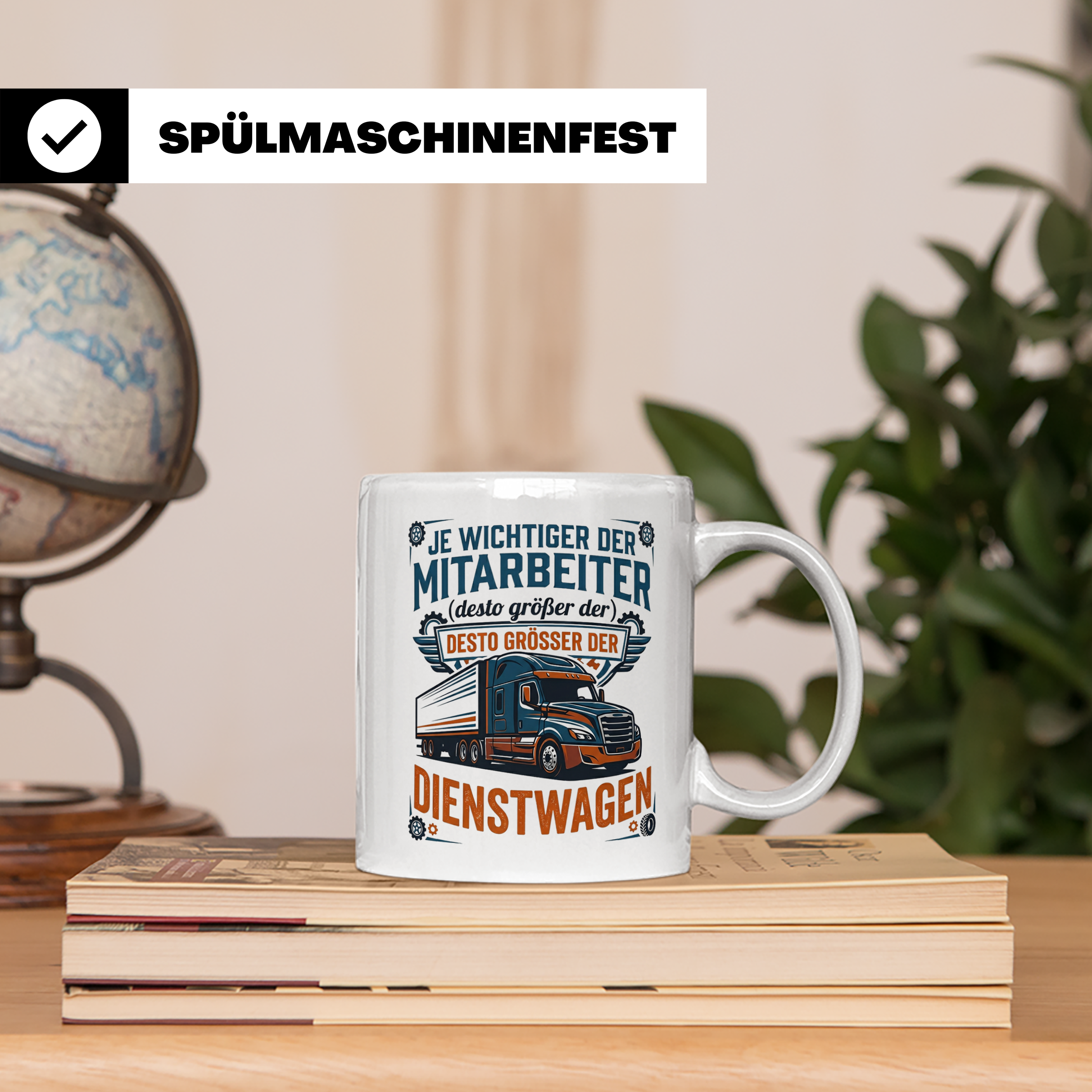 LKW Fahrer Tasse Wichtiger Mitarbeiter Großer Dienstwagen, L – Weiß [farbe:weiß]