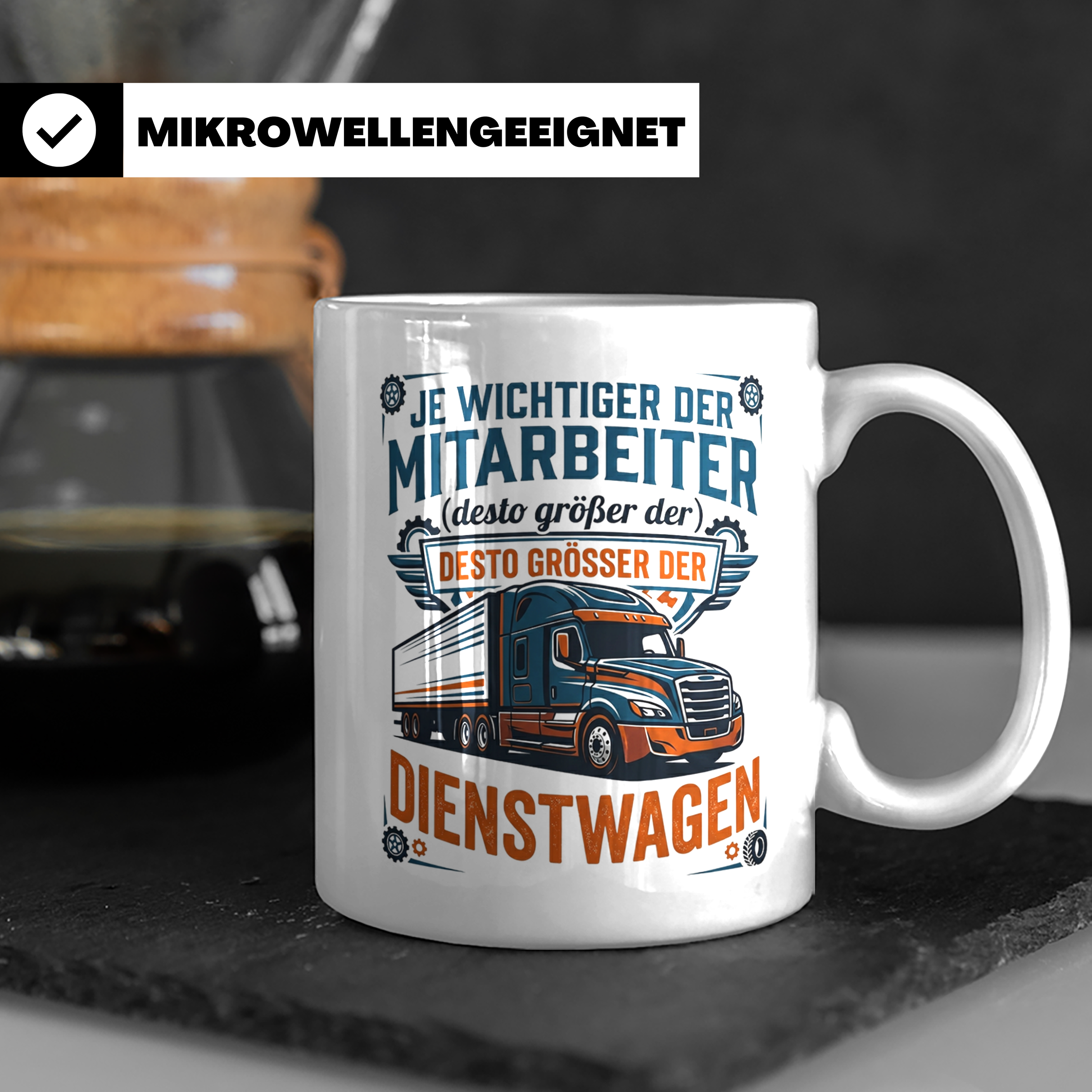 LKW Fahrer Tasse Wichtiger Mitarbeiter Großer Dienstwagen, L – Weiß [farbe:weiß]