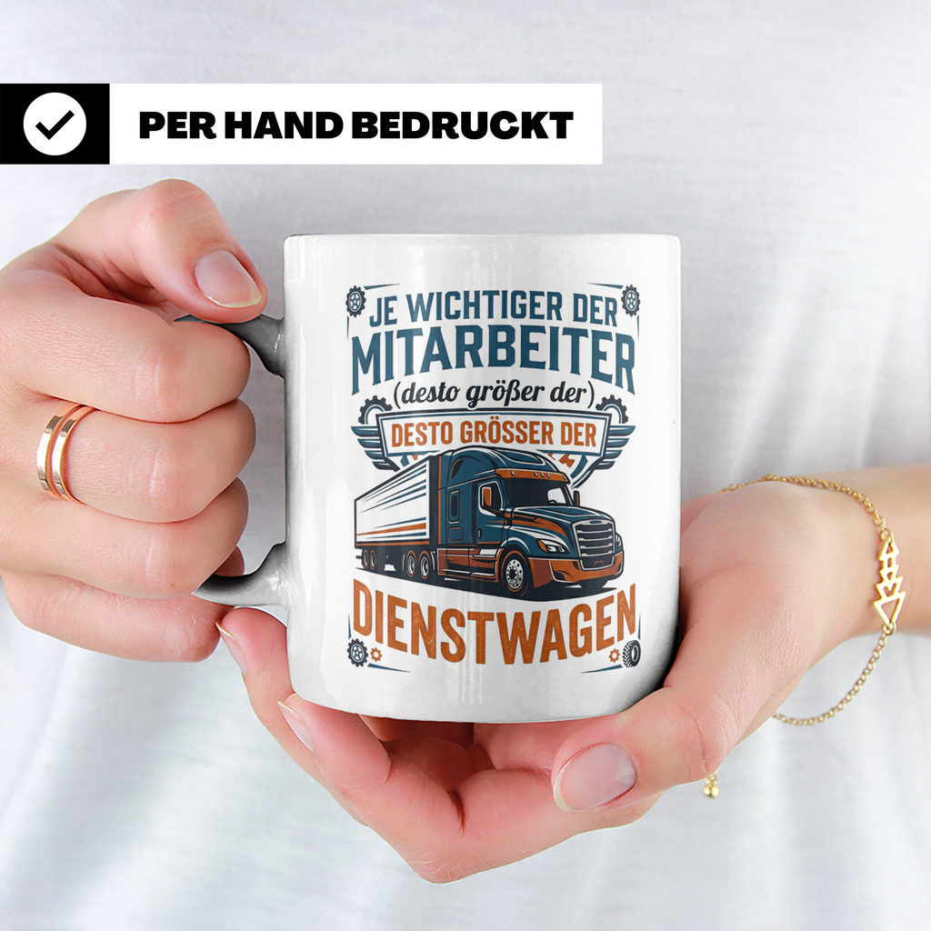 LKW Fahrer Tasse Wichtiger Mitarbeiter Großer Dienstwagen, L – Weiß [farbe:weiß]