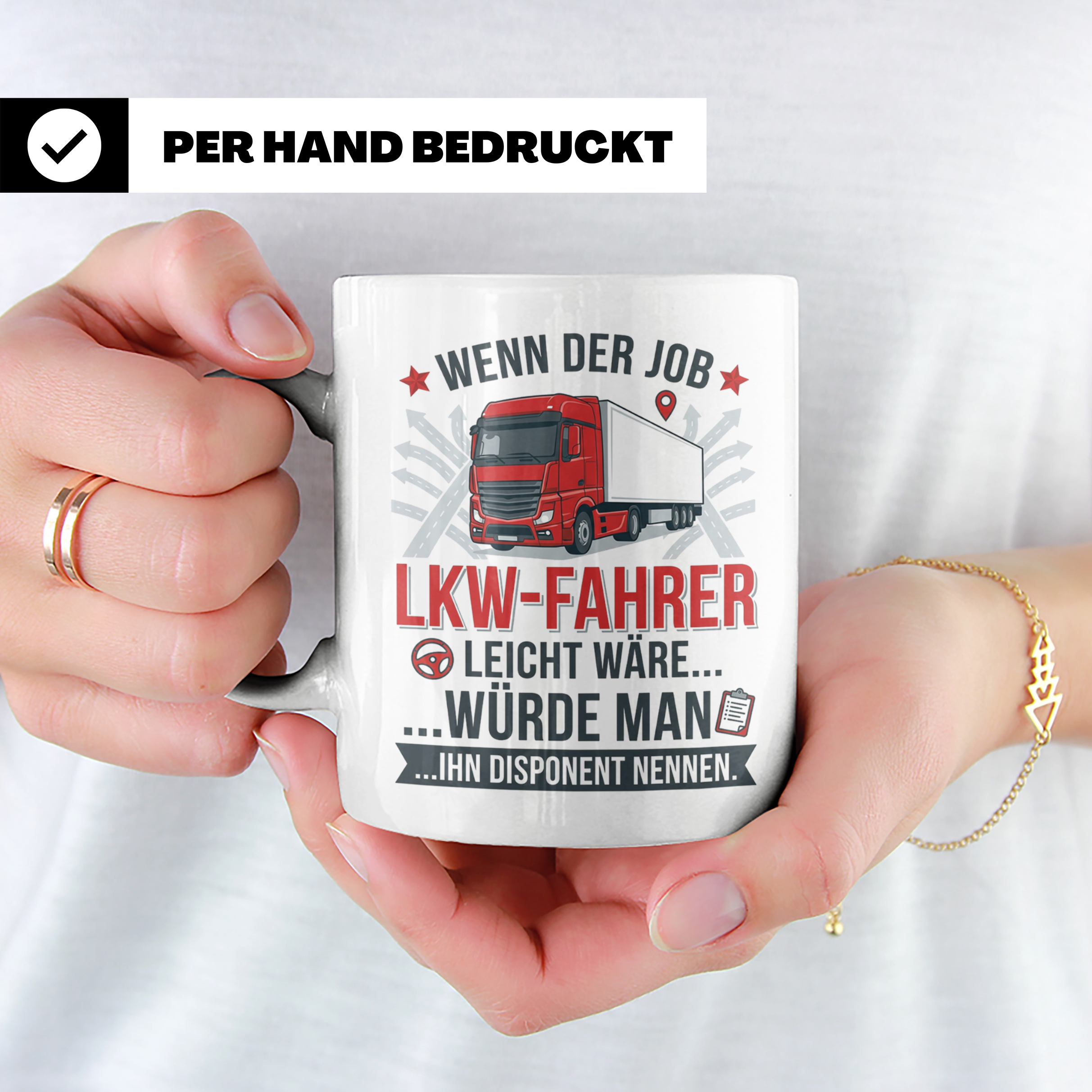 LKW Fahrer Tasse mit Spruch gegen Disponent | Geschenk für T – Weiß [farbe:weiß]