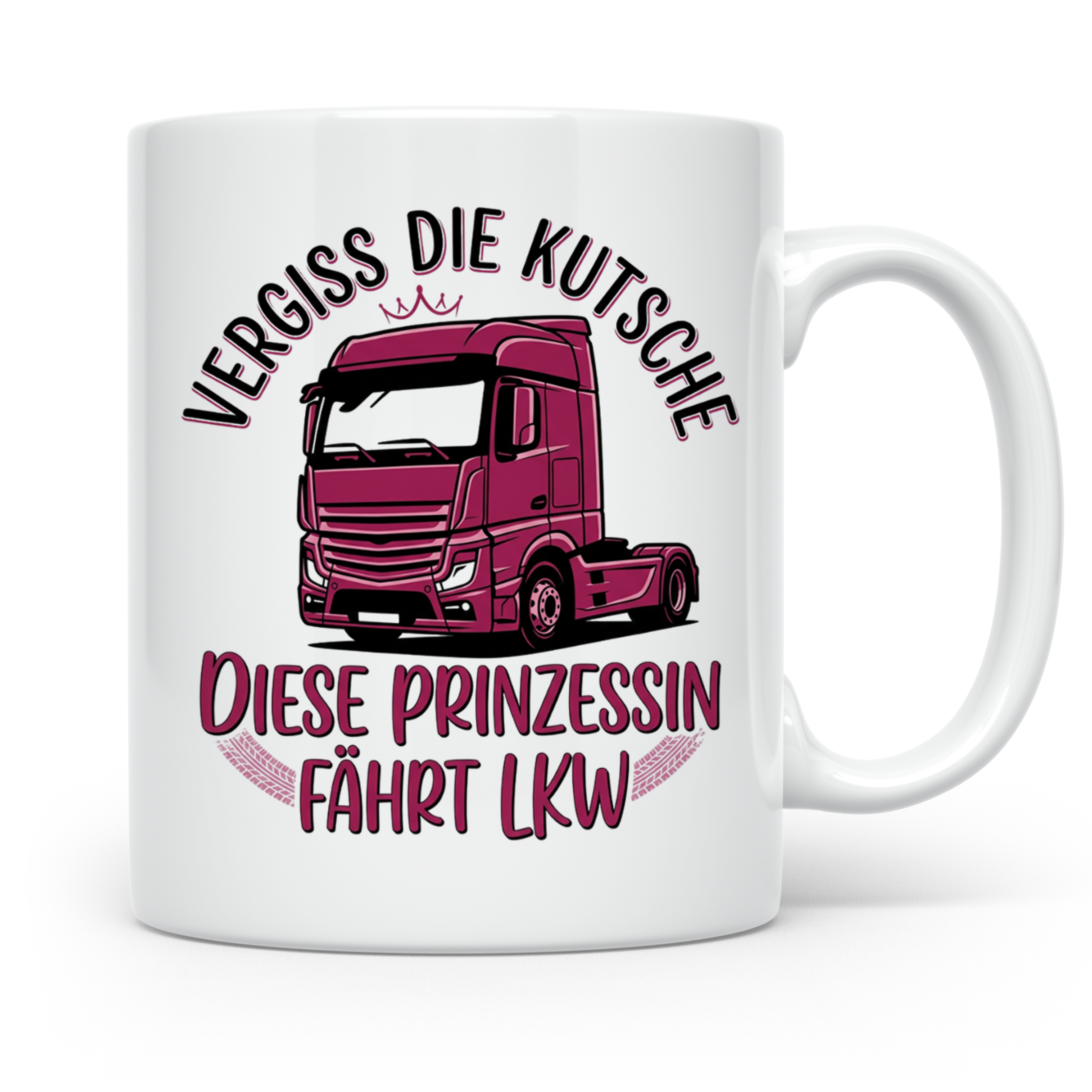 LKW Fahrerin Tasse Prinzessin fährt LKW lustiger Spruch Kaff – Weiß [farbe:weiß]