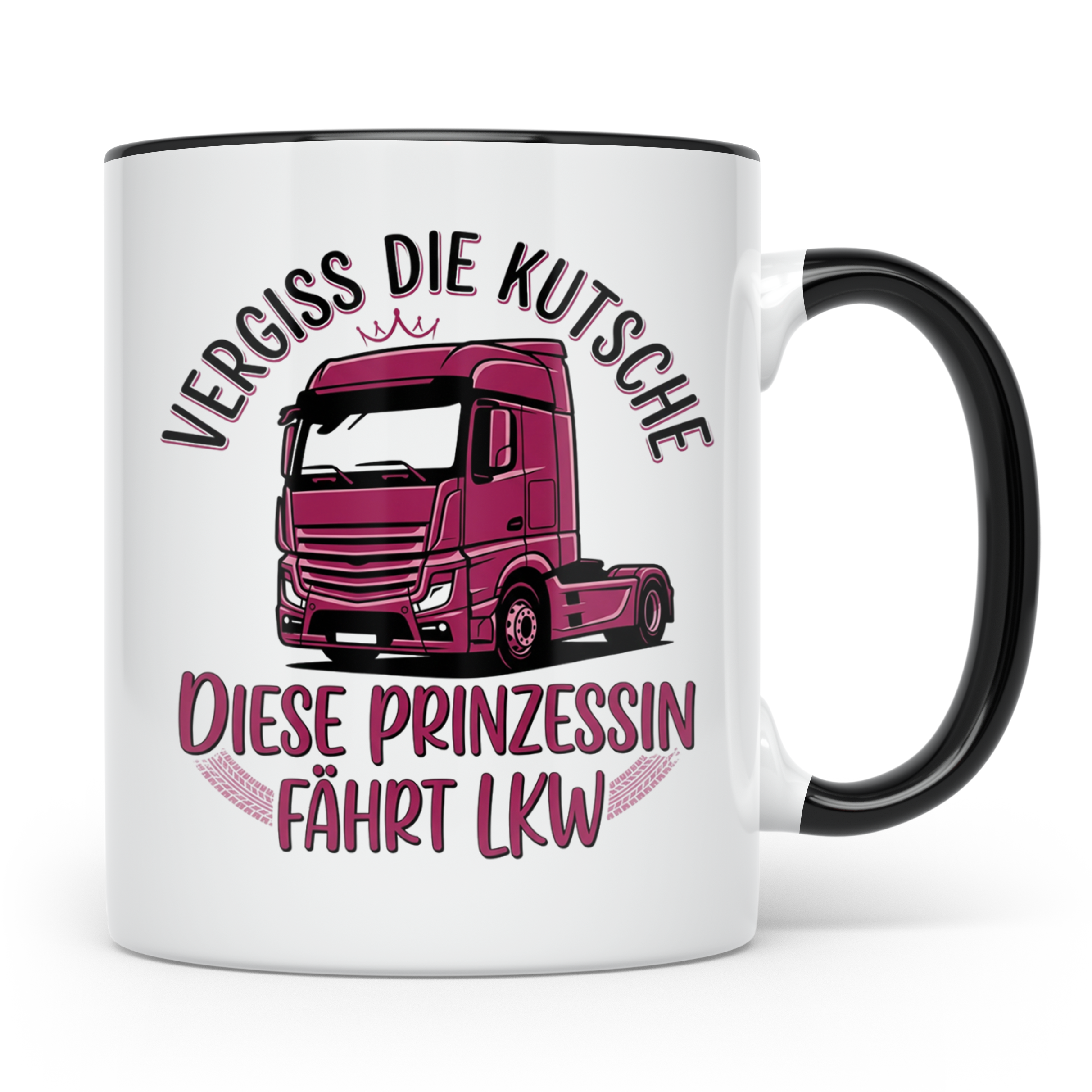 LKW Fahrerin Tasse Prinzessin fährt LKW lustiger Spruch Kaff – Schwarz [farbe:schwarz]
