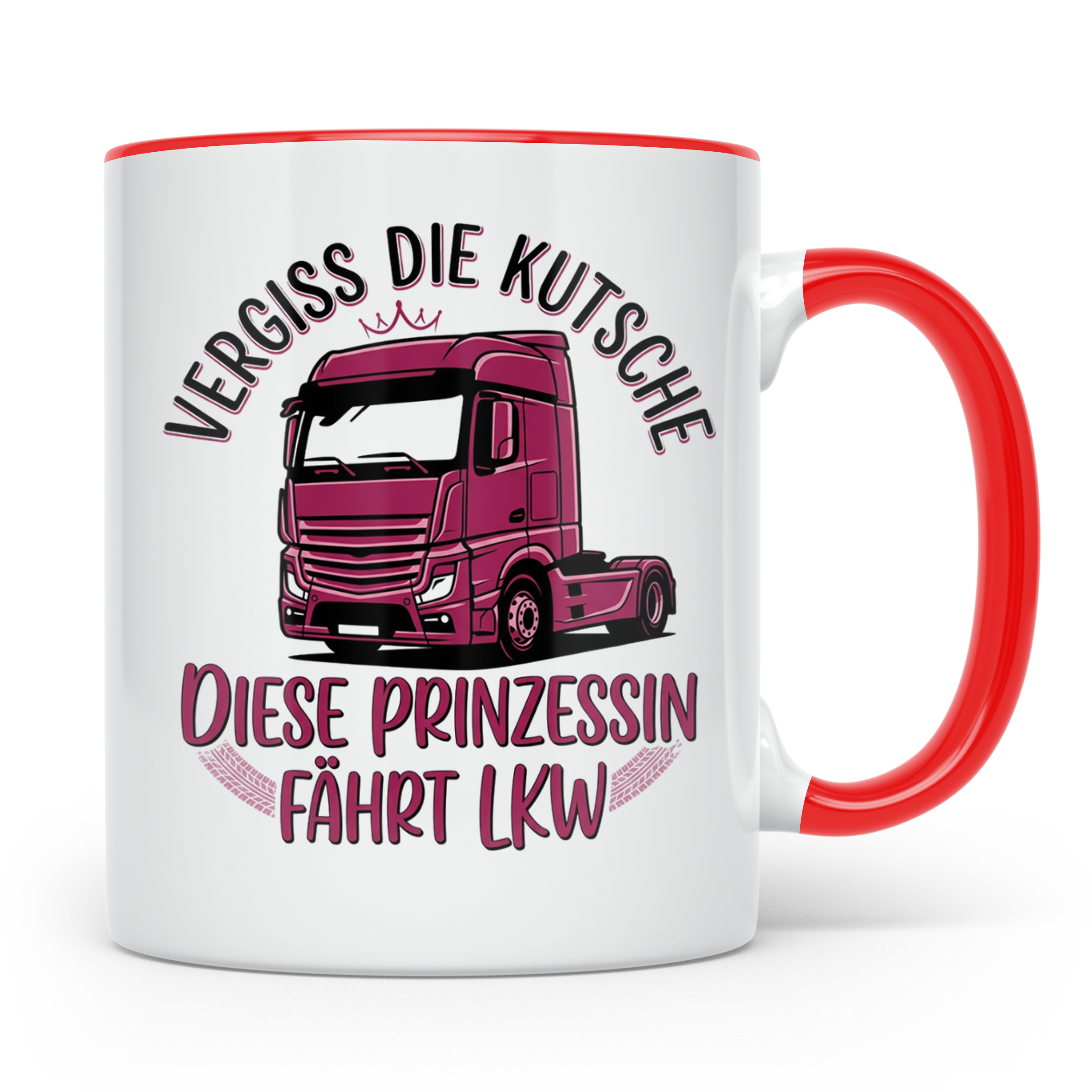 LKW Fahrerin Tasse Prinzessin fährt LKW lustiger Spruch Kaff – Rot [farbe:rot]
