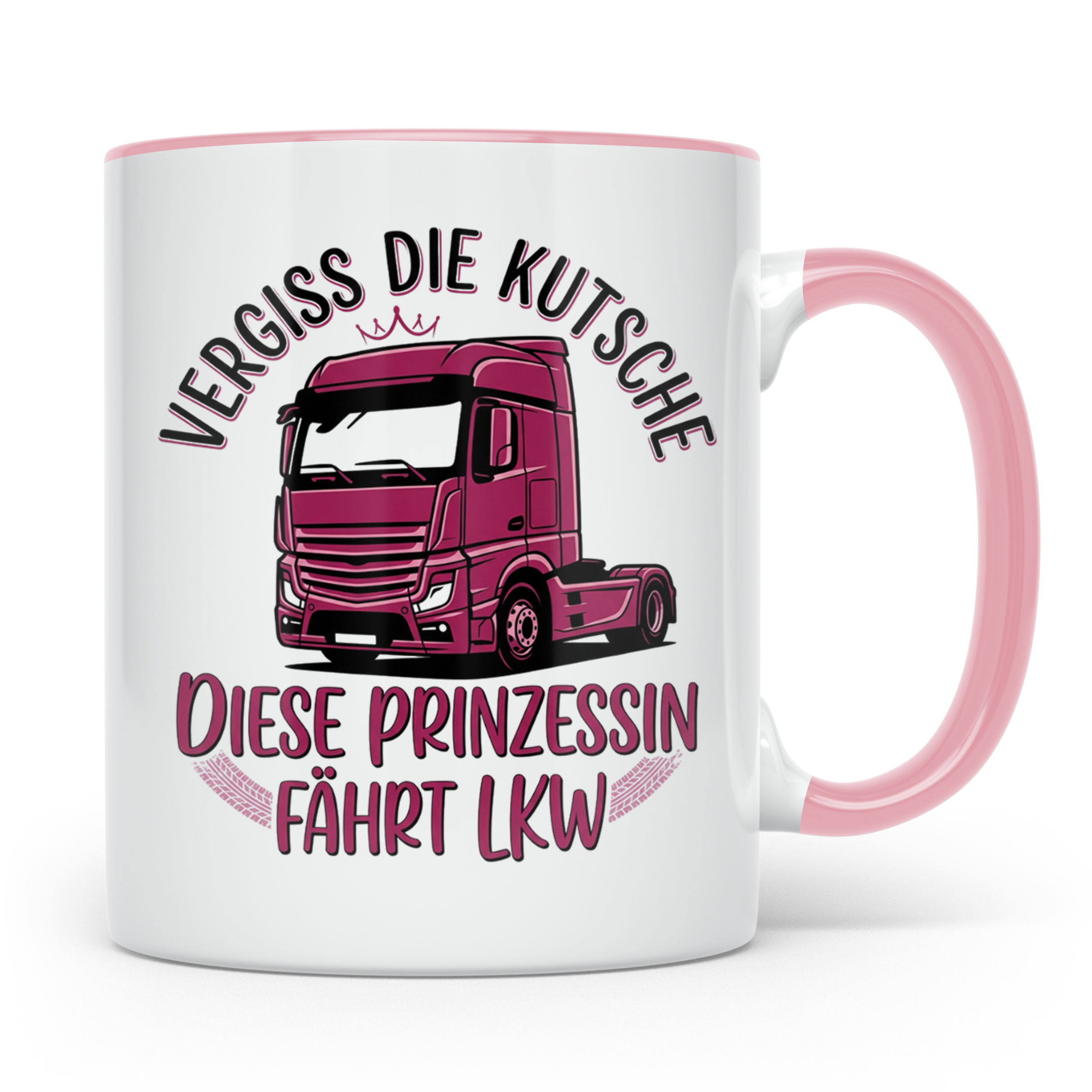 LKW Fahrerin Tasse Prinzessin fährt LKW lustiger Spruch Kaff – Rosa [farbe:rosa]