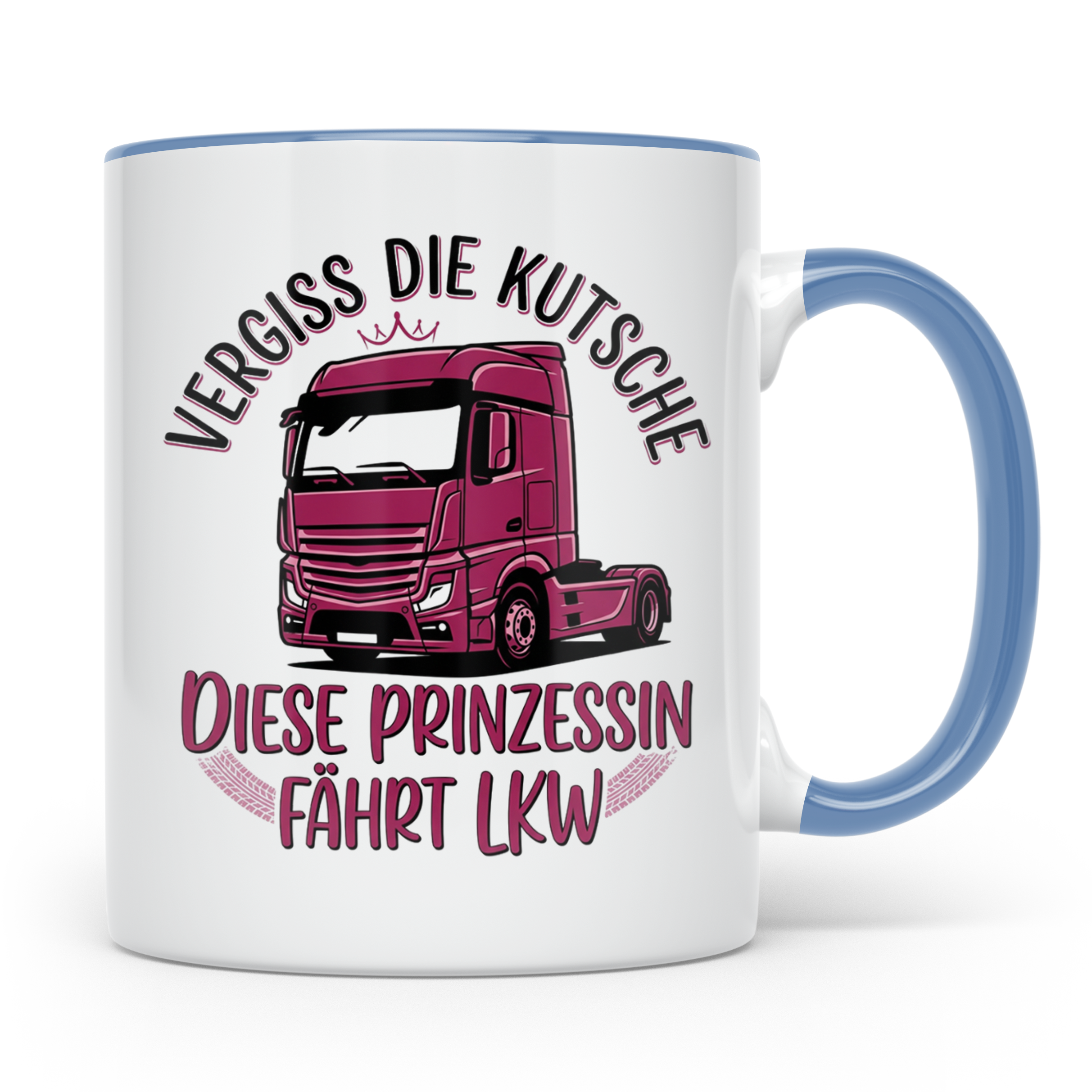 LKW Fahrerin Tasse Prinzessin fährt LKW lustiger Spruch Kaff – Blau [farbe:blau]
