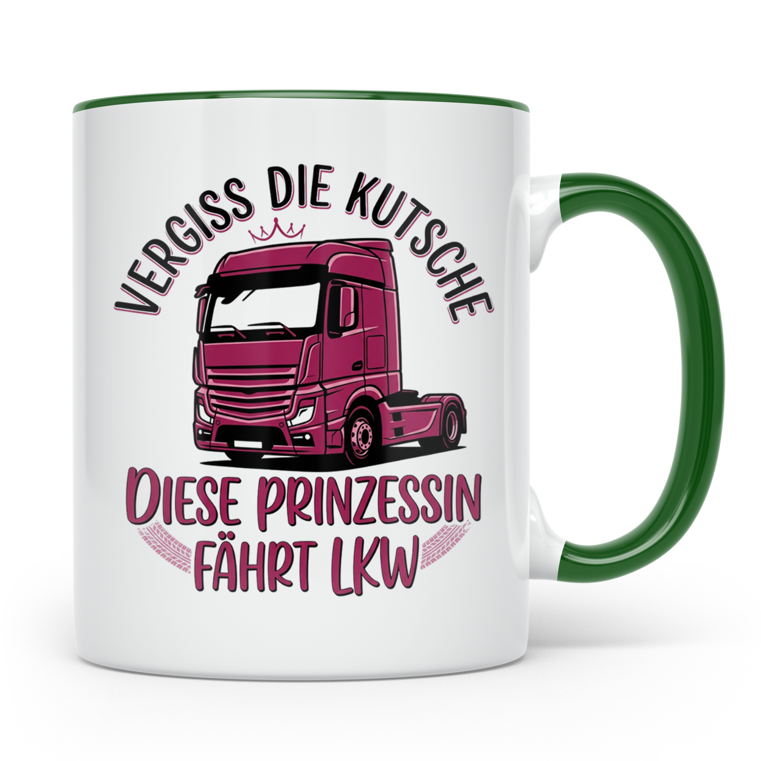 LKW Fahrerin Tasse Prinzessin fährt LKW lustiger Spruch Kaff – Grün [farbe:grün]