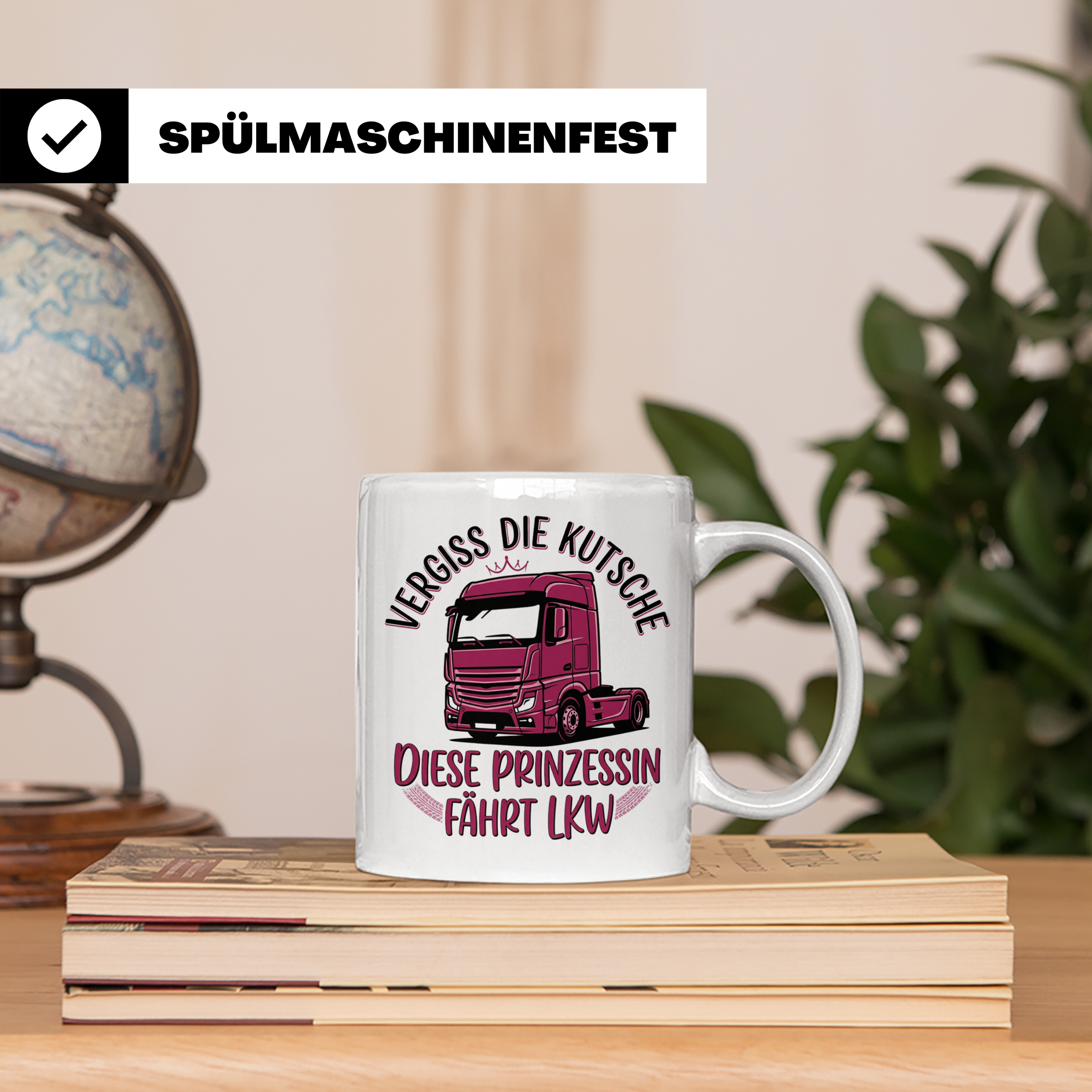 LKW Fahrerin Tasse Prinzessin fährt LKW lustiger Spruch Kaff – Weiß [farbe:weiß]