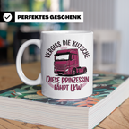 LKW Fahrerin Tasse Prinzessin fährt LKW lustiger Spruch Kaff – Weiß [farbe:weiß]