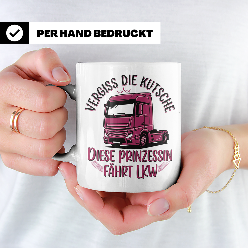 LKW Fahrerin Tasse Prinzessin fährt LKW lustiger Spruch Kaff – Weiß [farbe:weiß]
