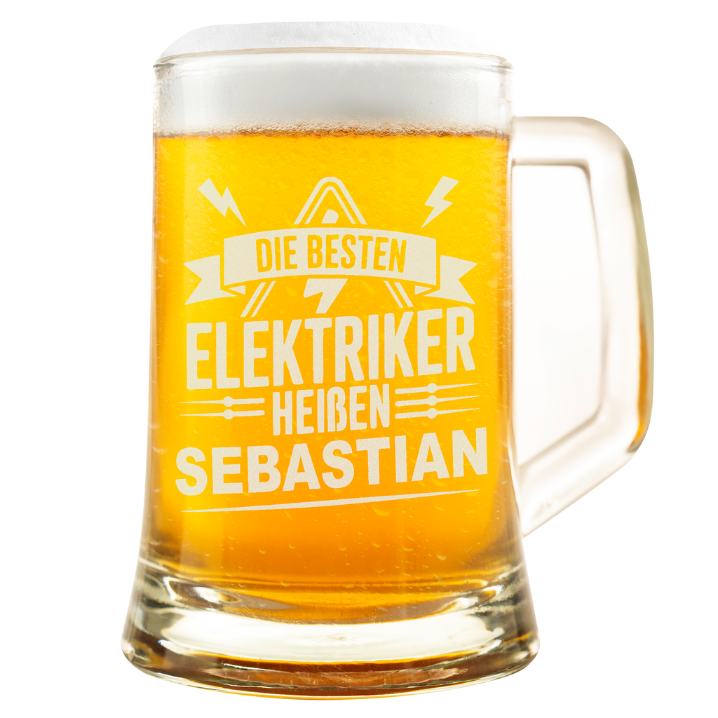 Bierkrug für Elektriker – Die besten Elektriker heißen Wunschname, humorvolles Geschenk für Handwerker Dankeschön Geschenk Elektroniker