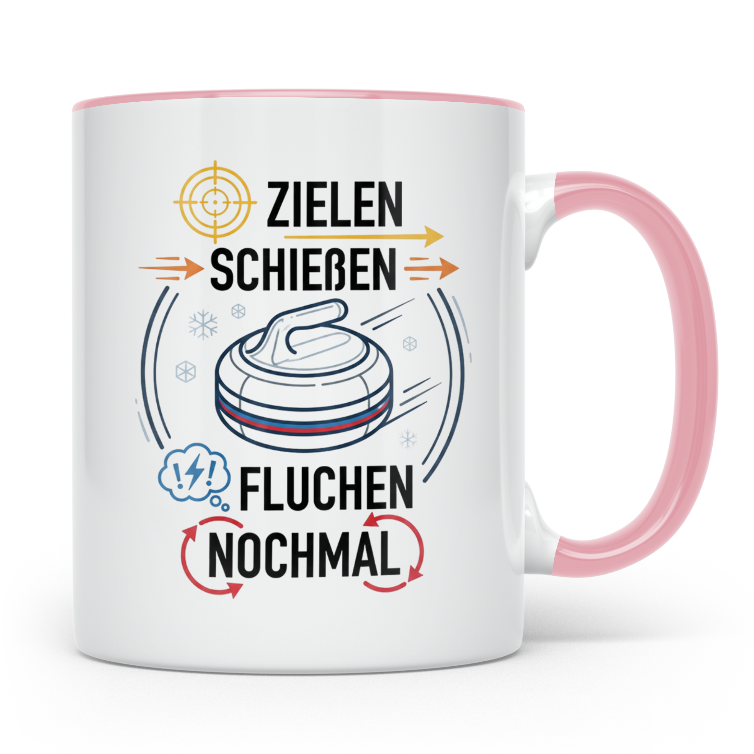 Eisstockschießen Tasse mit Spruch Zielen Schießen Fluchen No – Rosa [farbe:rosa]