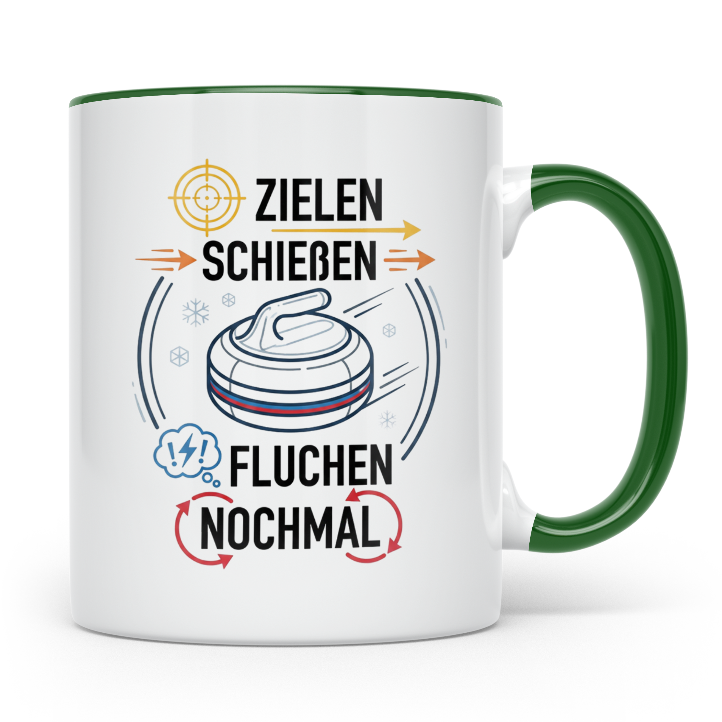 Eisstockschießen Tasse mit Spruch Zielen Schießen Fluchen No – Grün [farbe:grün]