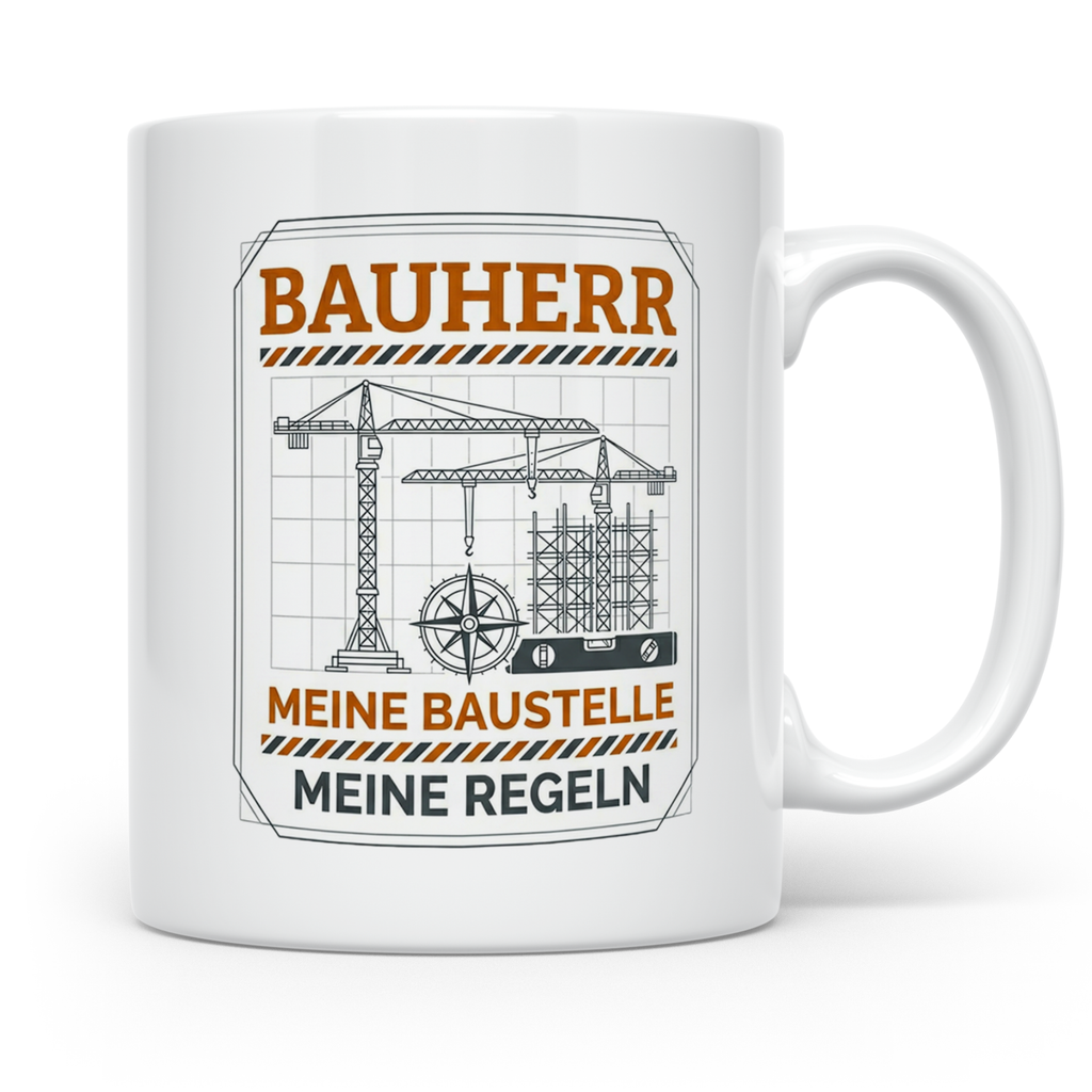 Bauherr Tasse Meine Baustelle Meine Regeln, Geschenk Richtfe – Weiß [farbe:weiß]
