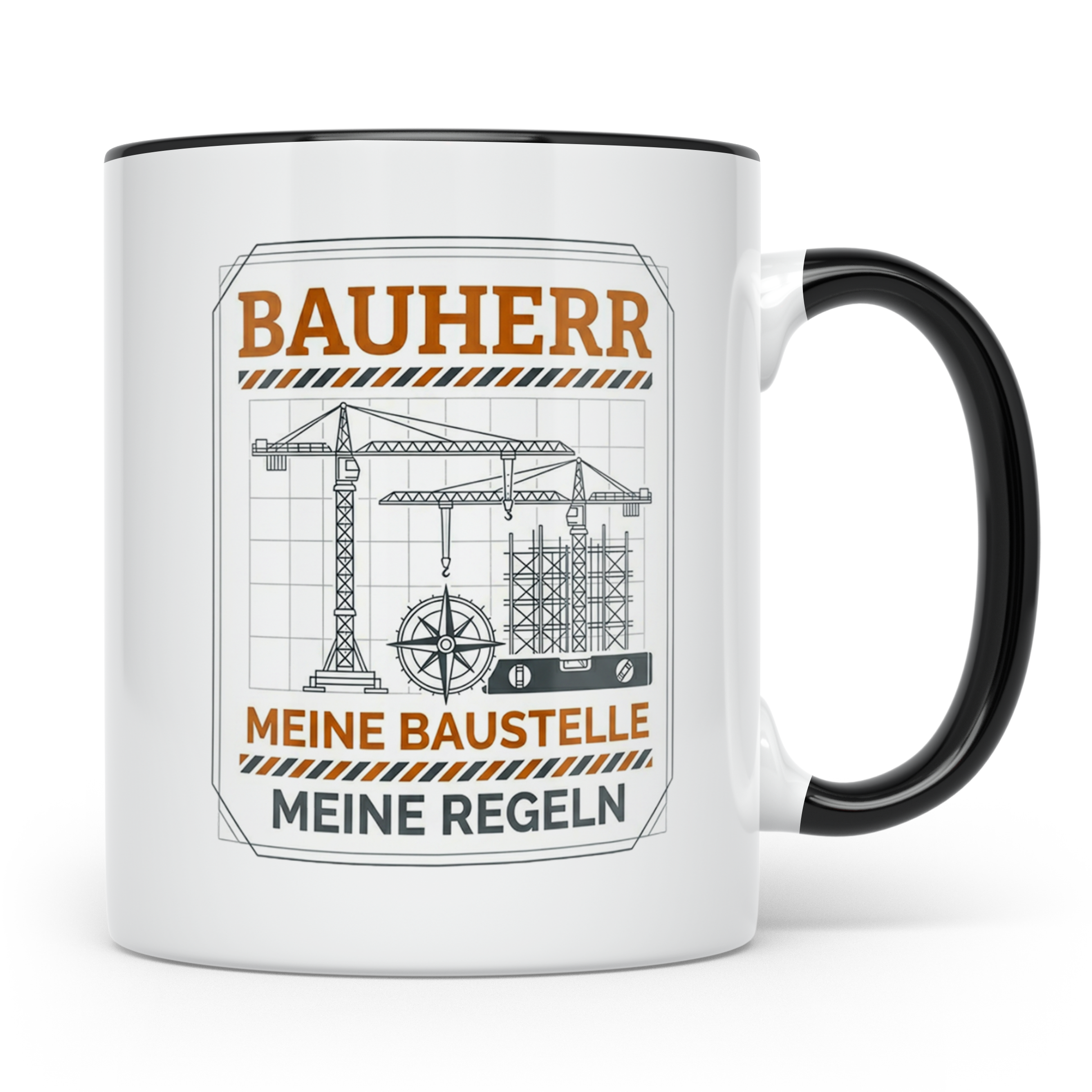Bauherr Tasse Meine Baustelle Meine Regeln, Geschenk Richtfe – Schwarz [farbe:schwarz]
