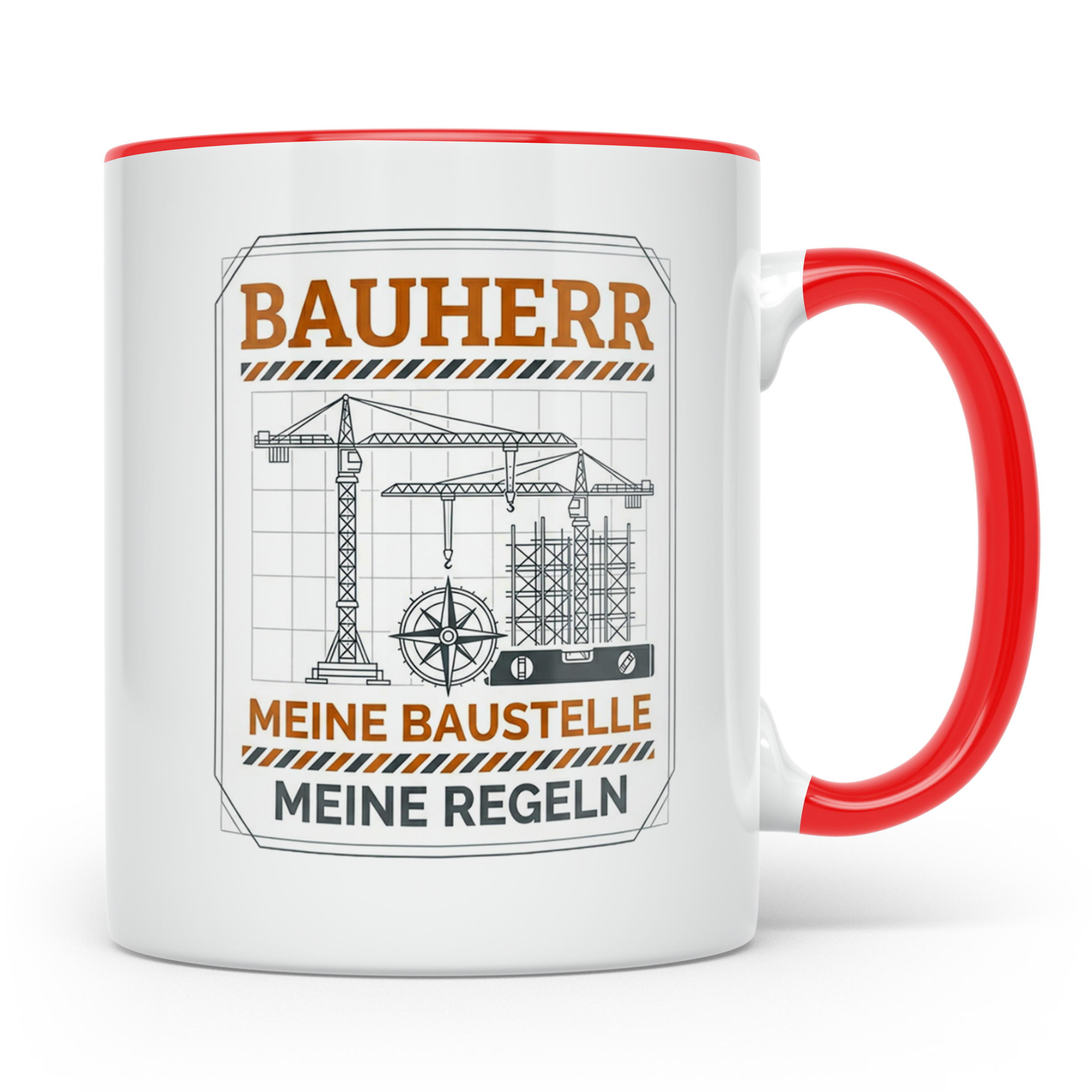 Bauherr Tasse Meine Baustelle Meine Regeln, Geschenk Richtfe – Rot [farbe:rot]