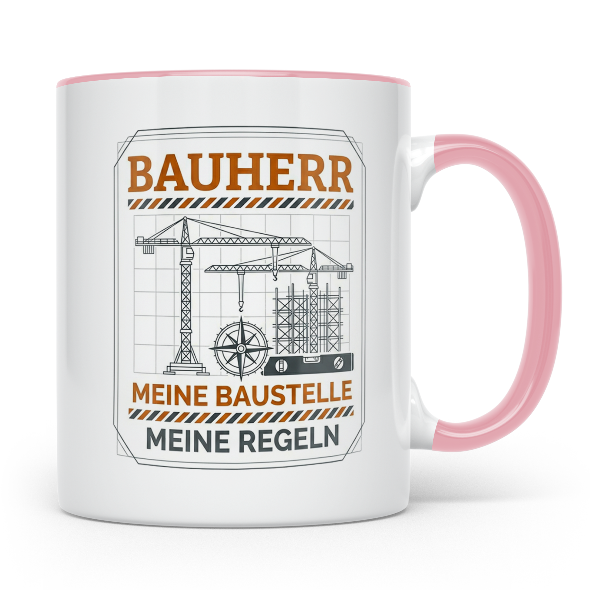 Bauherr Tasse Meine Baustelle Meine Regeln, Geschenk Richtfe – Rosa [farbe:rosa]
