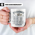 Handwerker Tasse mit lustigem Spruch Stundenlohn Alleskönner – Weiß [farbe:weiß]